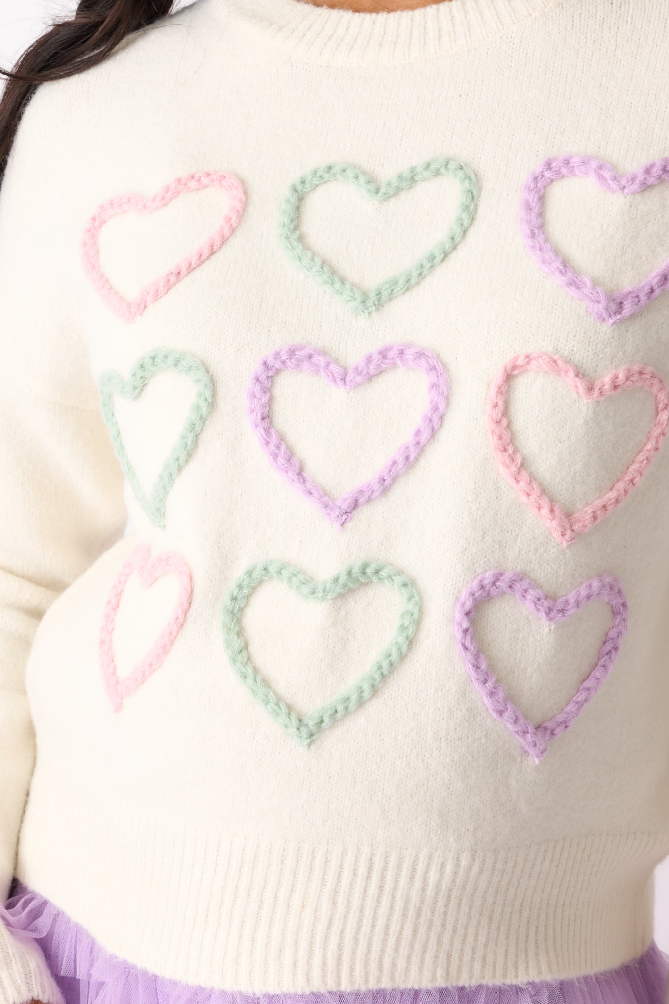 You & Me Ivory Heart Stitch Sweater