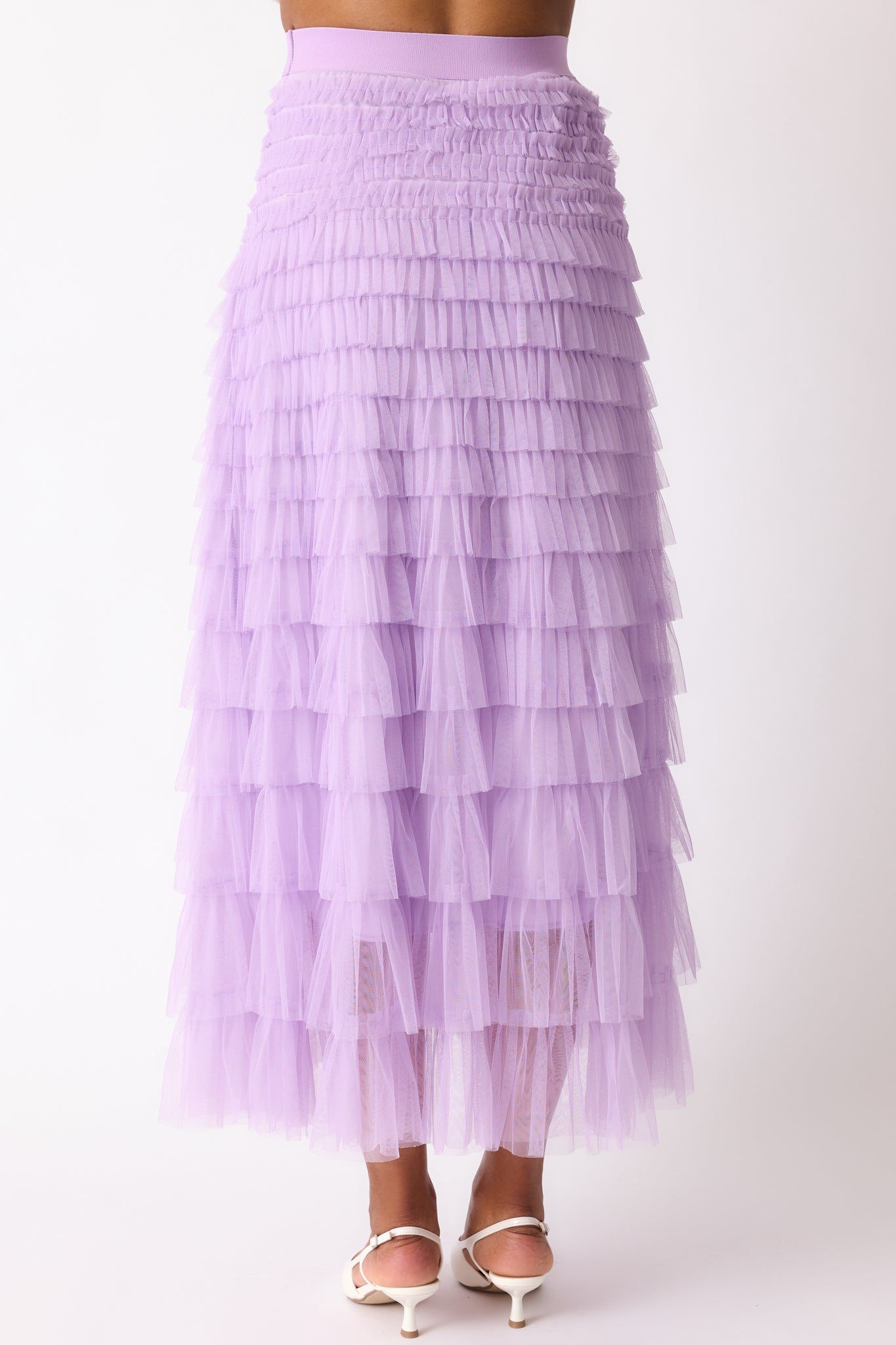 Garden Gathering Lavender Tiered Ruffle Tulle Maxi Skirt