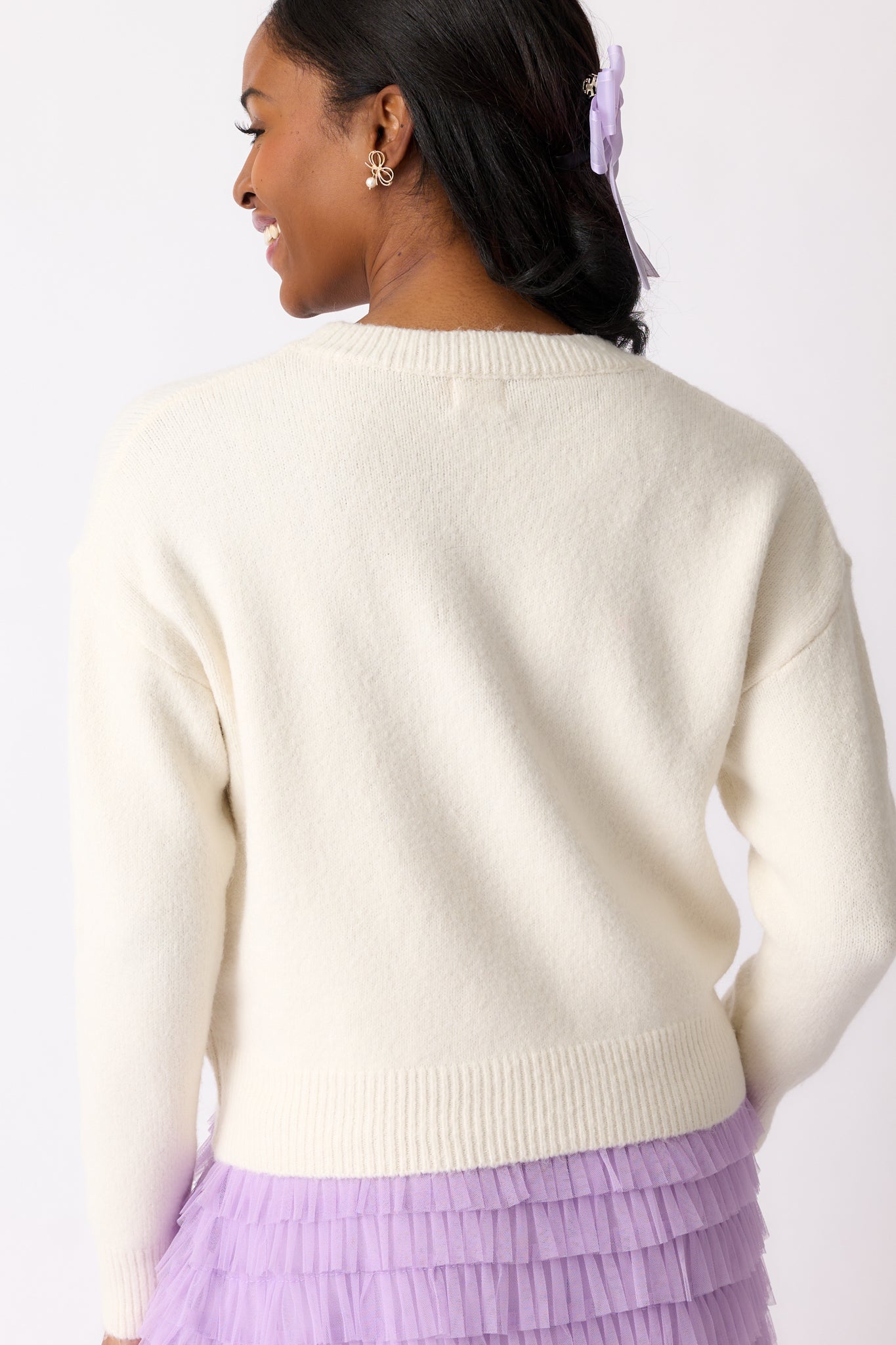 You & Me Ivory Heart Stitch Sweater