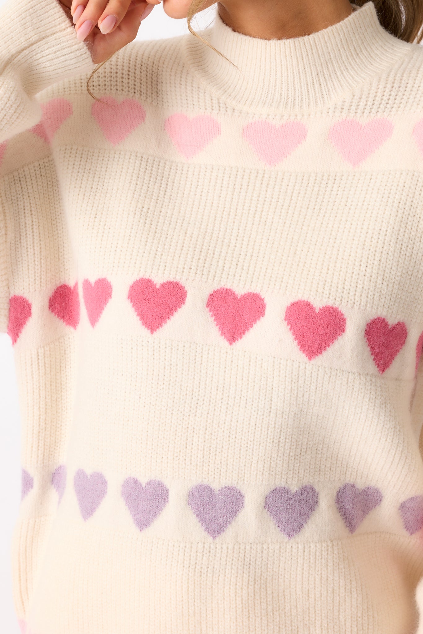 Hearts In Your Eyes Ivory Mock Neck Sweater