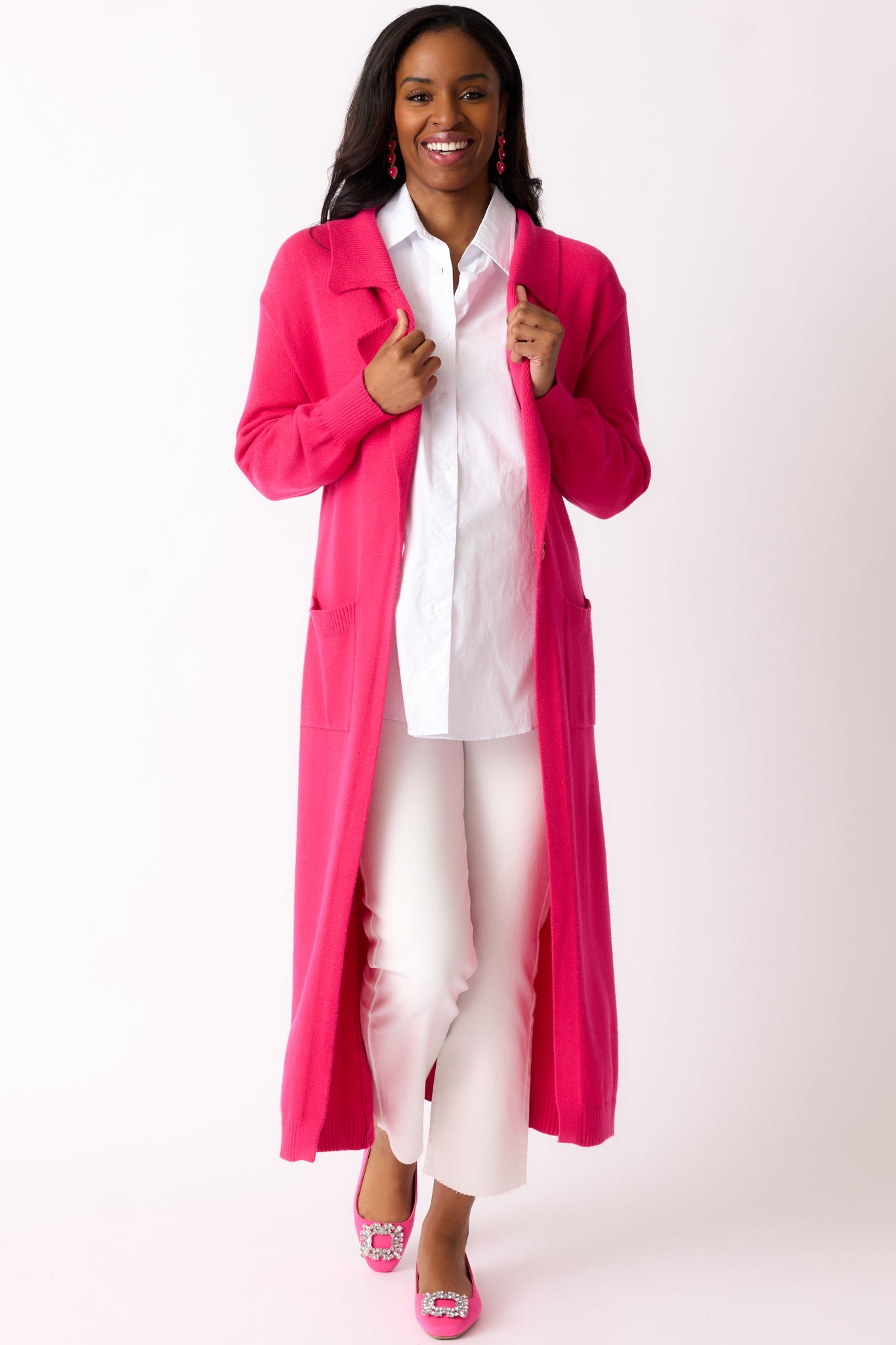 Shopping Around Hot Pink Longline Cardigan