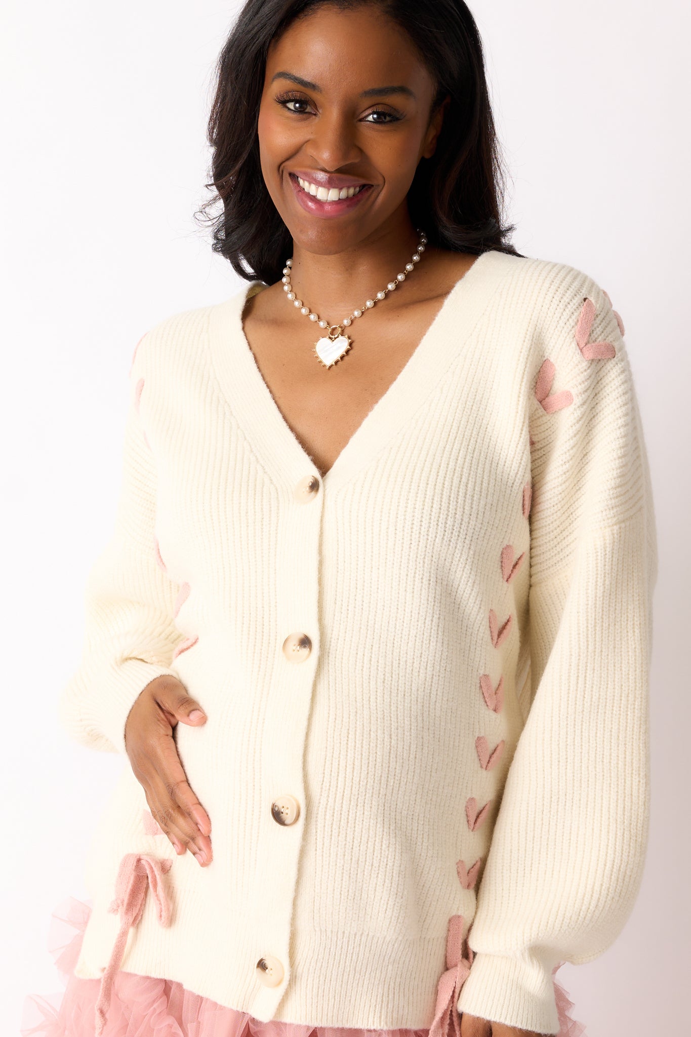 Stitched With Love Ivory Knit Cardigan