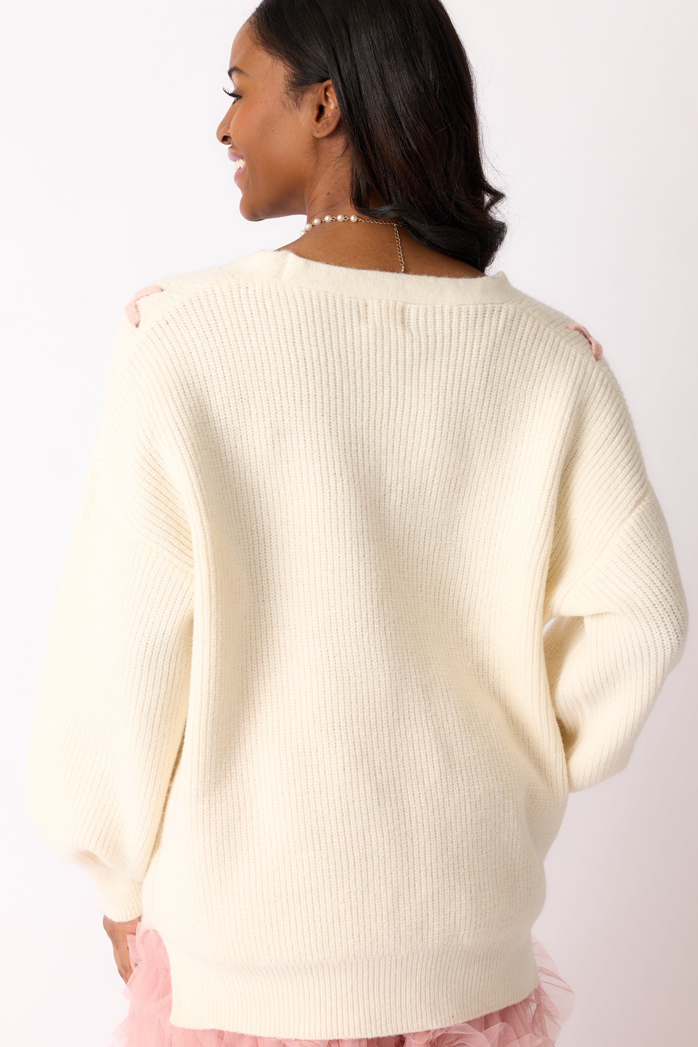 nuyuh tulle knit cardigan (ivory) トップス