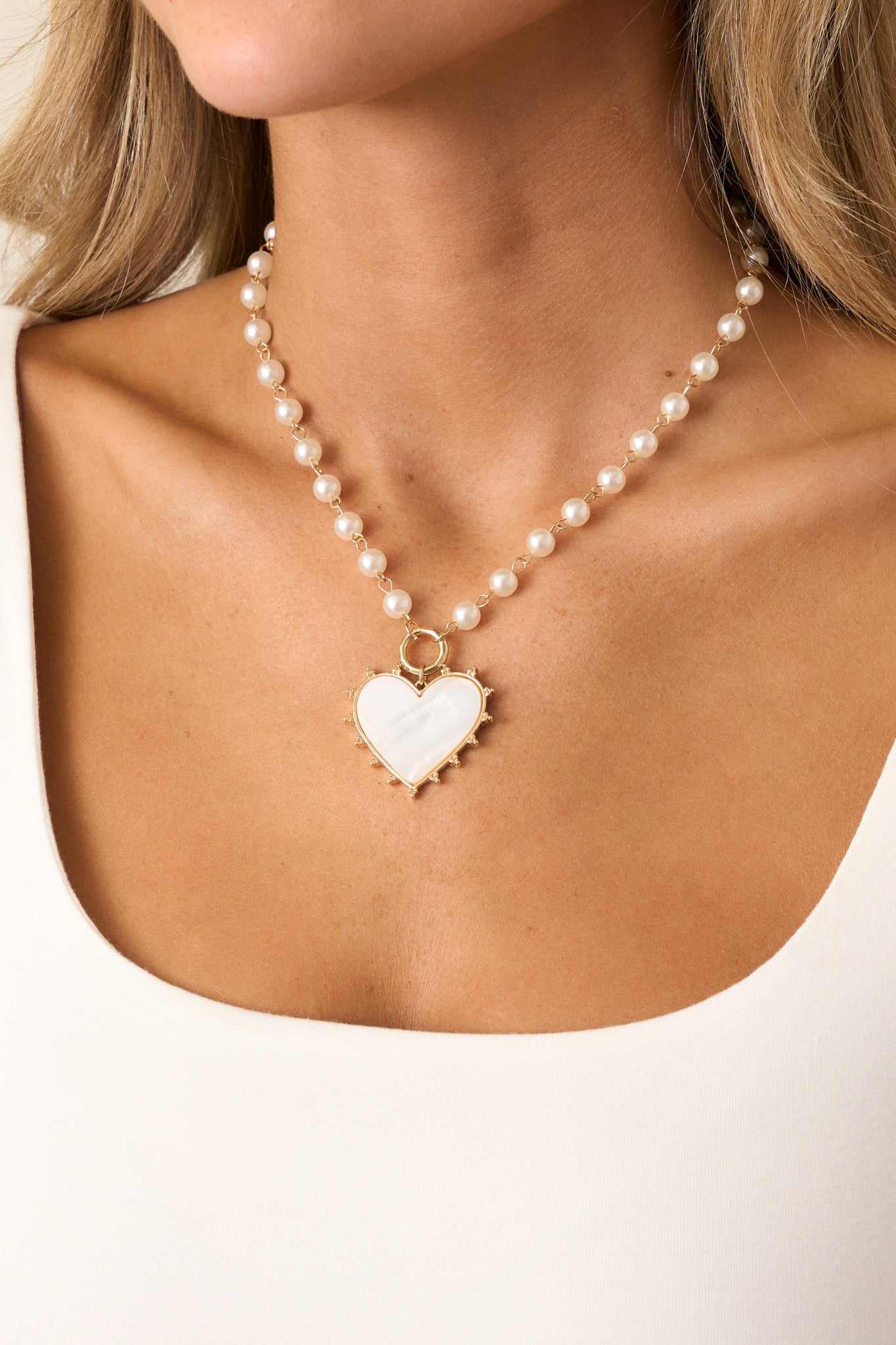 Close To Me Ivory Pearl Heart Pendant Necklace