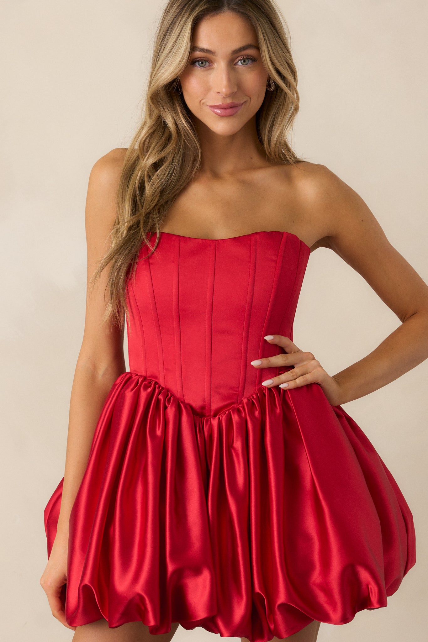 Love Letters Red Corset Bubble Mini Dress