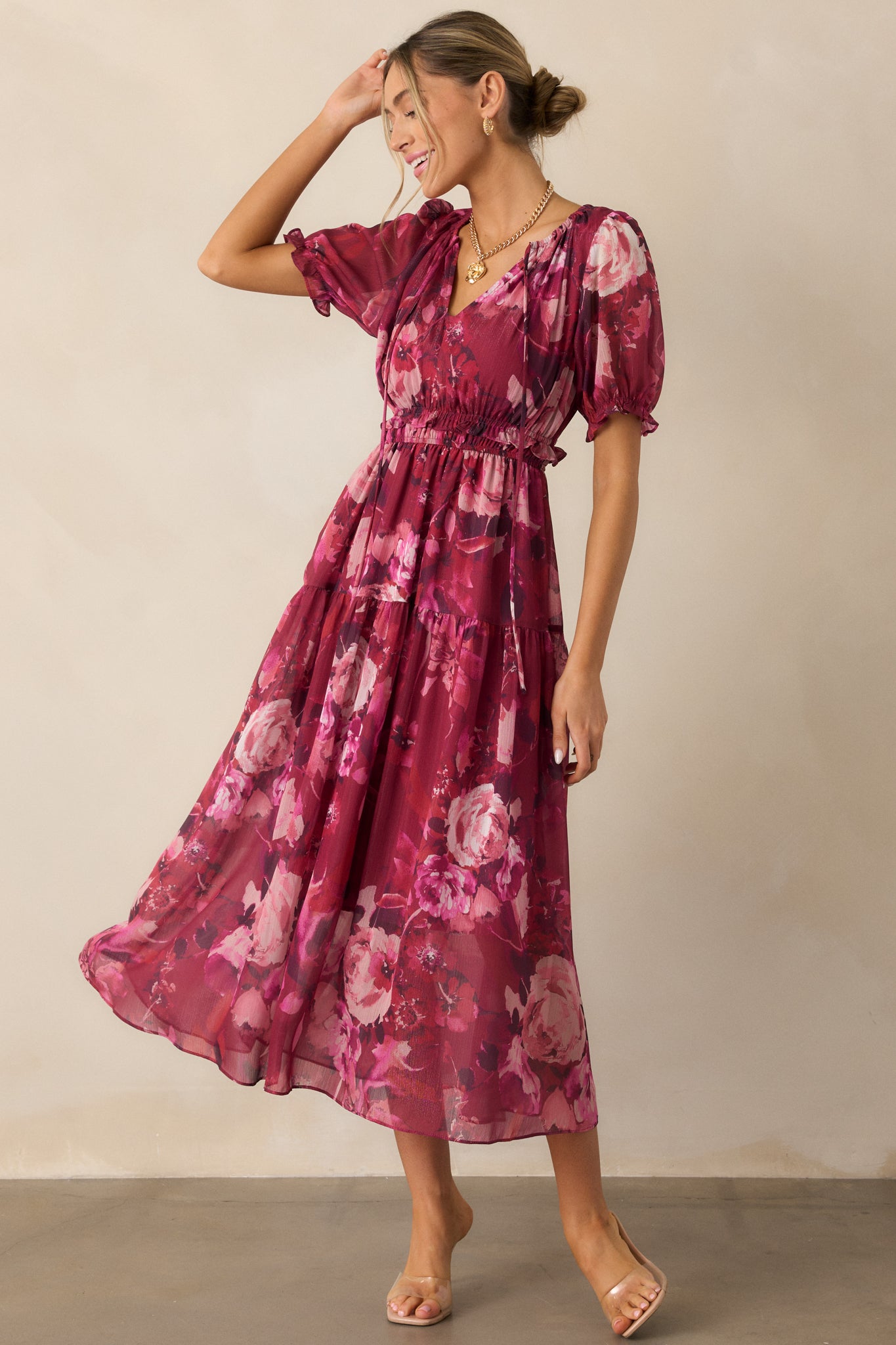 Meadows Call Berry Floral Maxi Dress