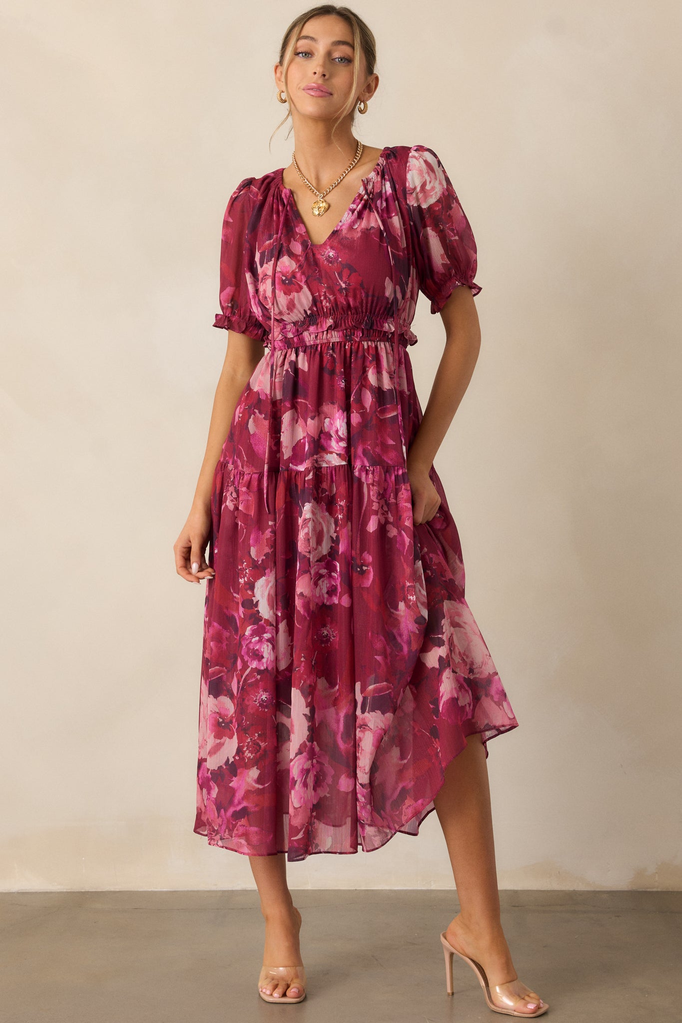 Meadows Call Berry Floral Maxi Dress