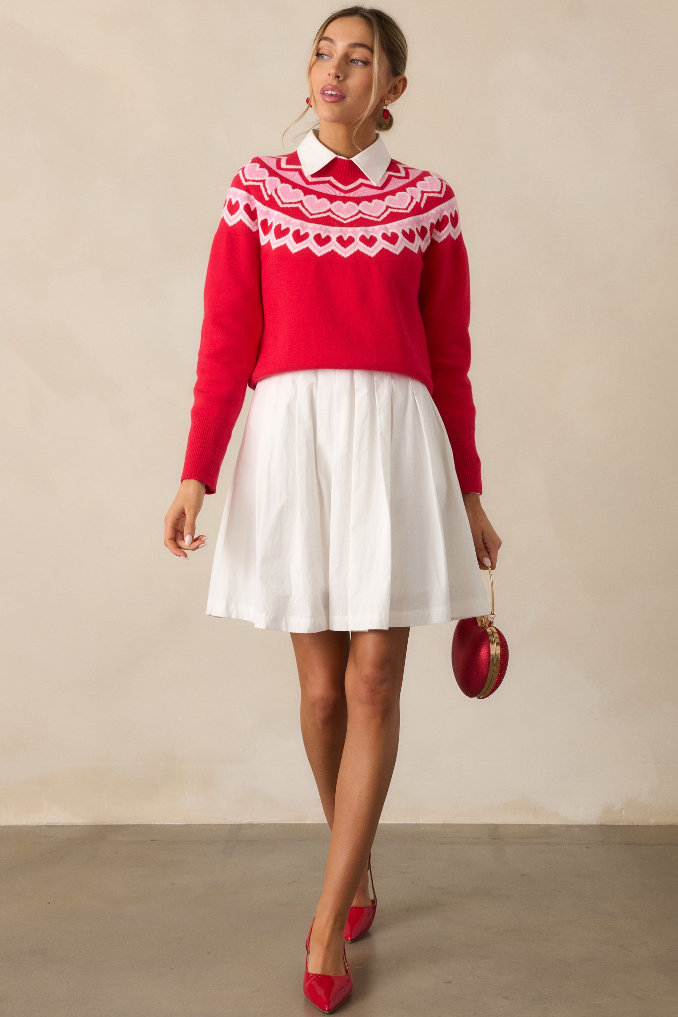 Paper Hearts Red Mock Neck Sweater