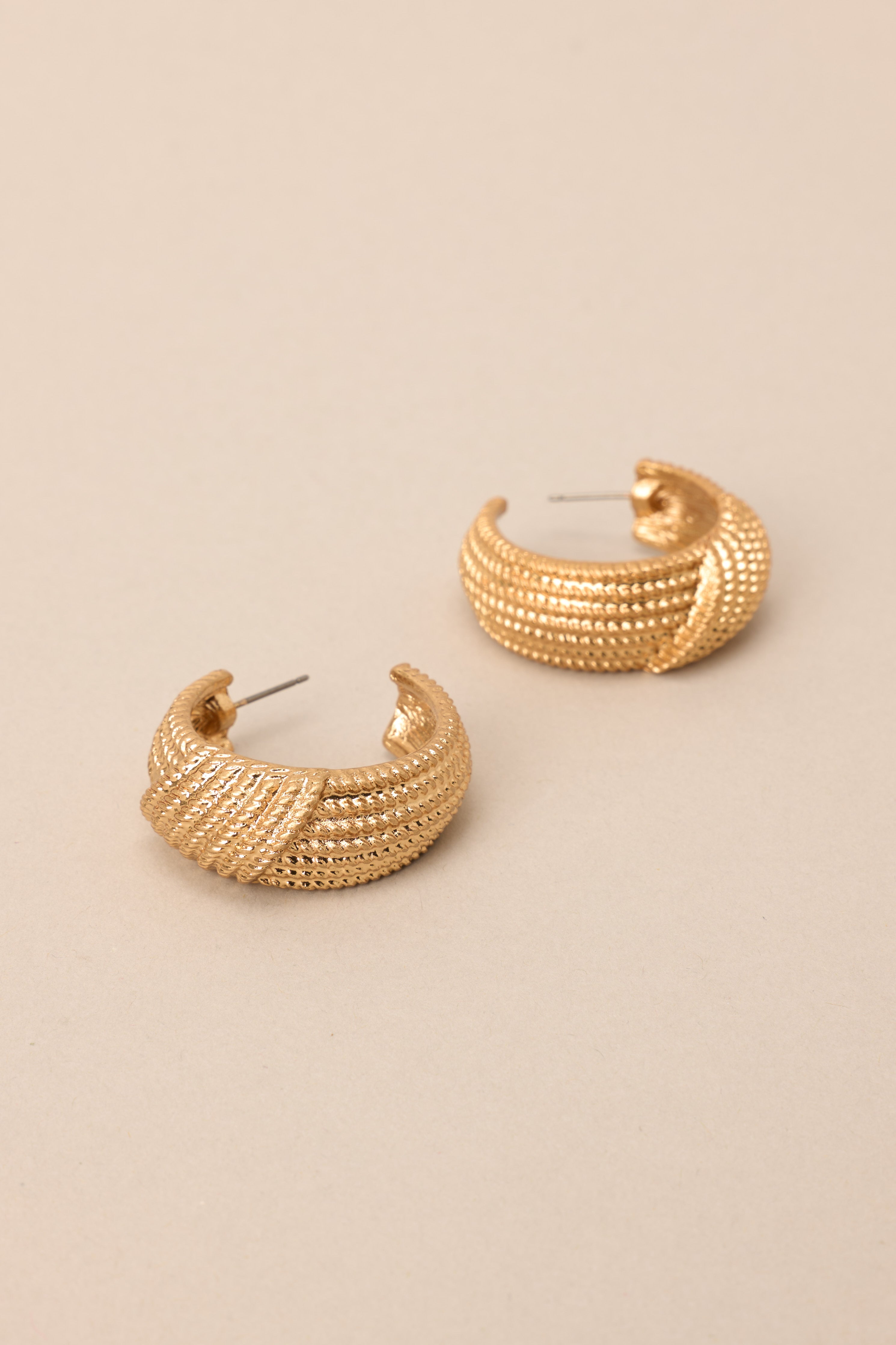 This Life Textured Vintage Gold Hoop Earrings