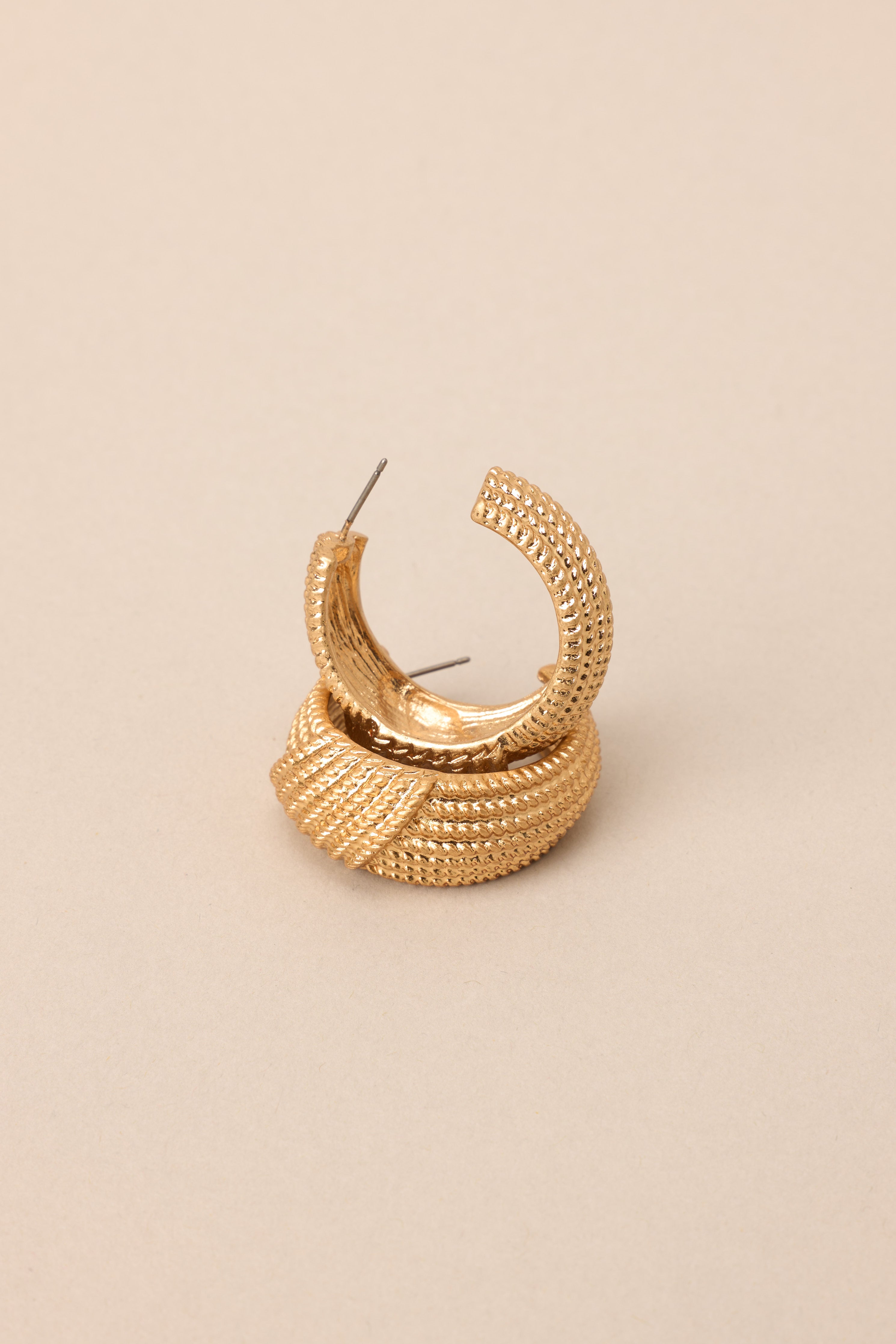 This Life Textured Vintage Gold Hoop Earrings