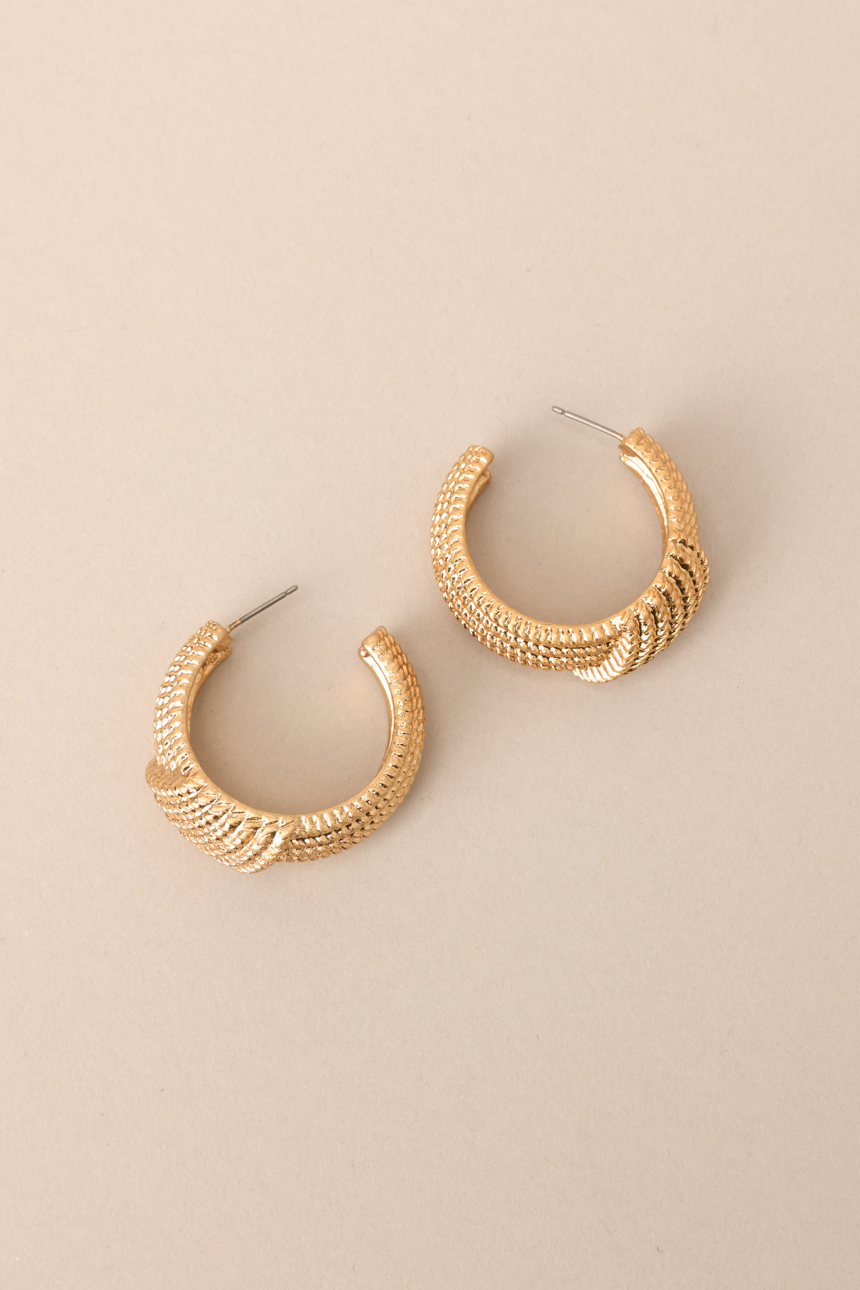 This Life Textured Vintage Gold Hoop Earrings