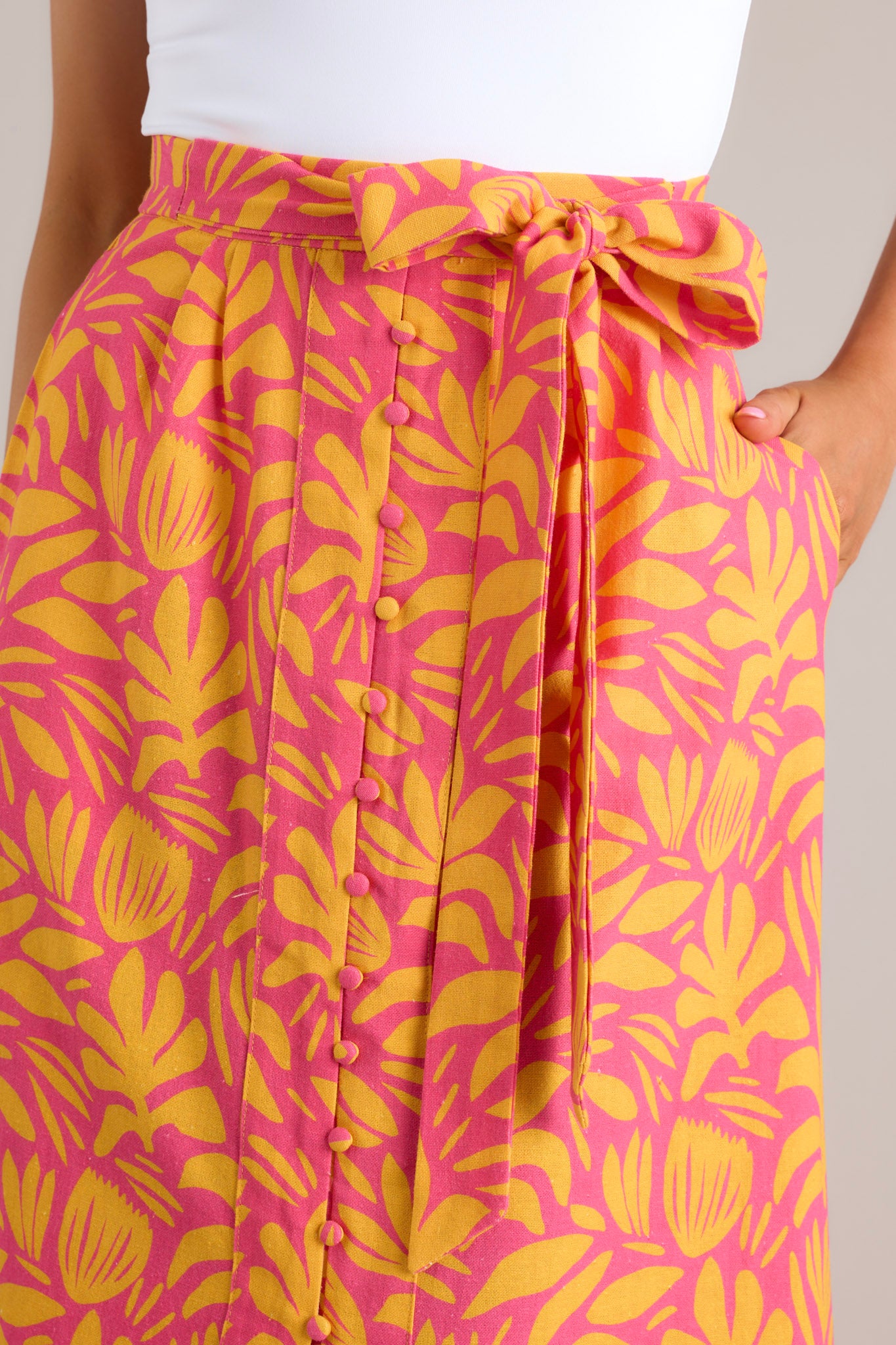 Adorable Pink Yellow Print Skirt All Bottoms Red Dress