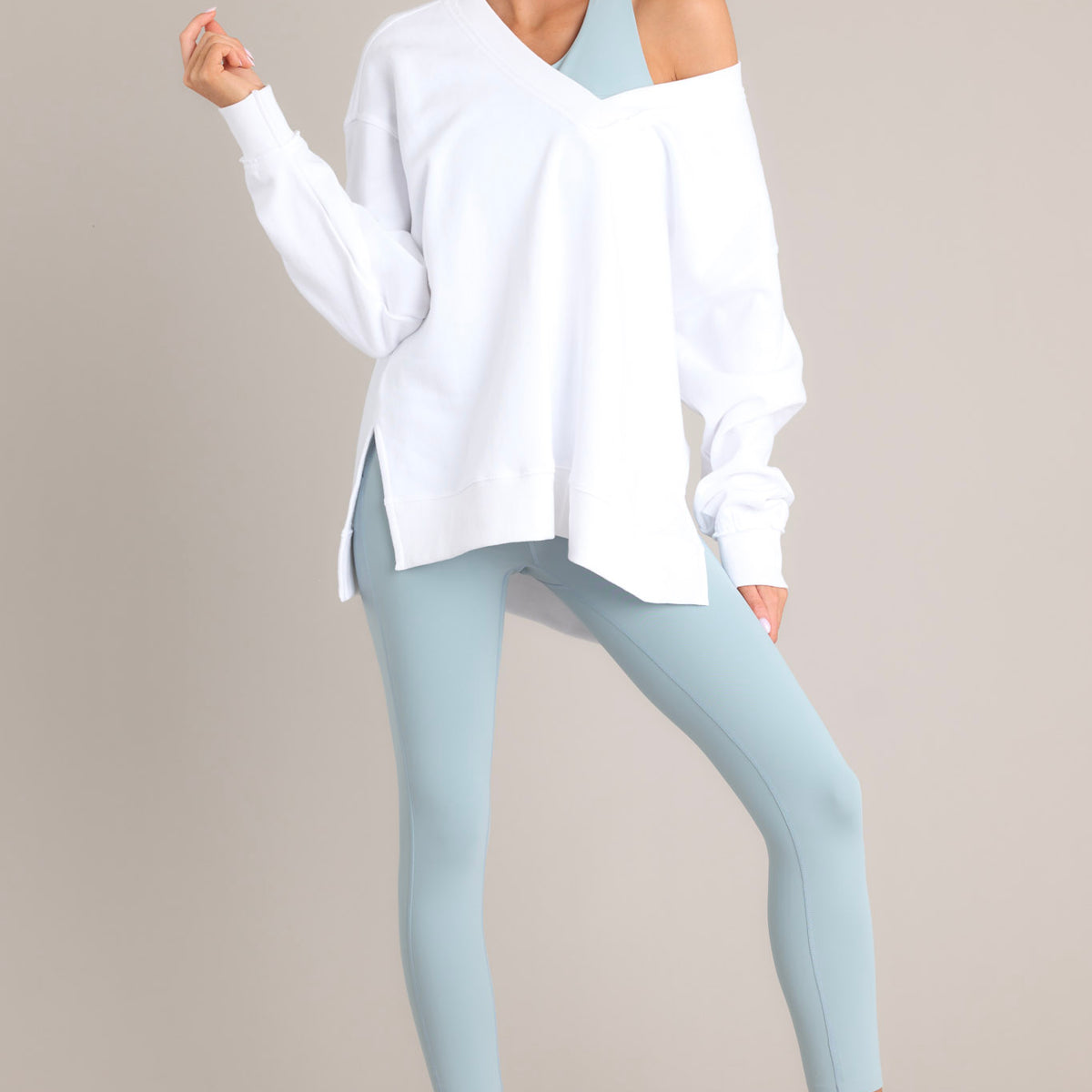 Sky blue leggings outfit shop