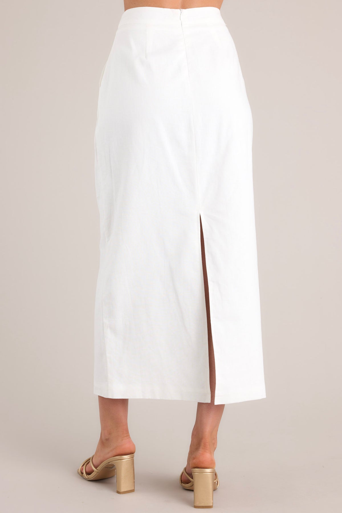 White Linen Blend Maxi Skirt - All Bottoms | Red Dress