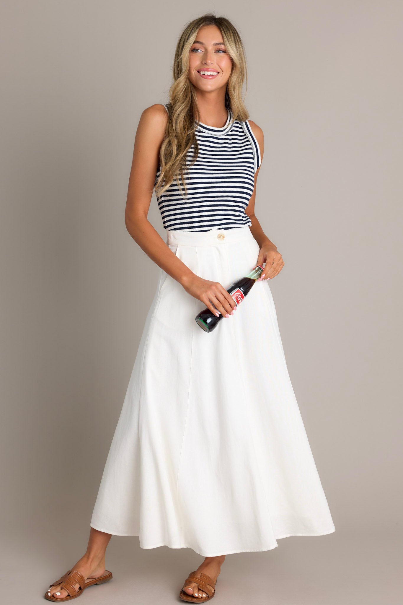 Unfiltered Joy Navy & White Stripe Tank