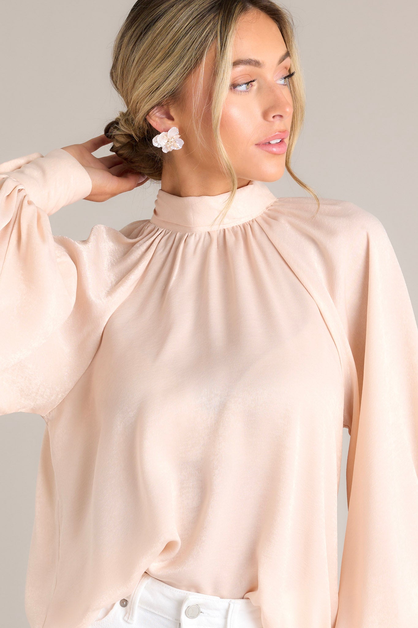 World Class Blush Pink Bow Tie Blouse