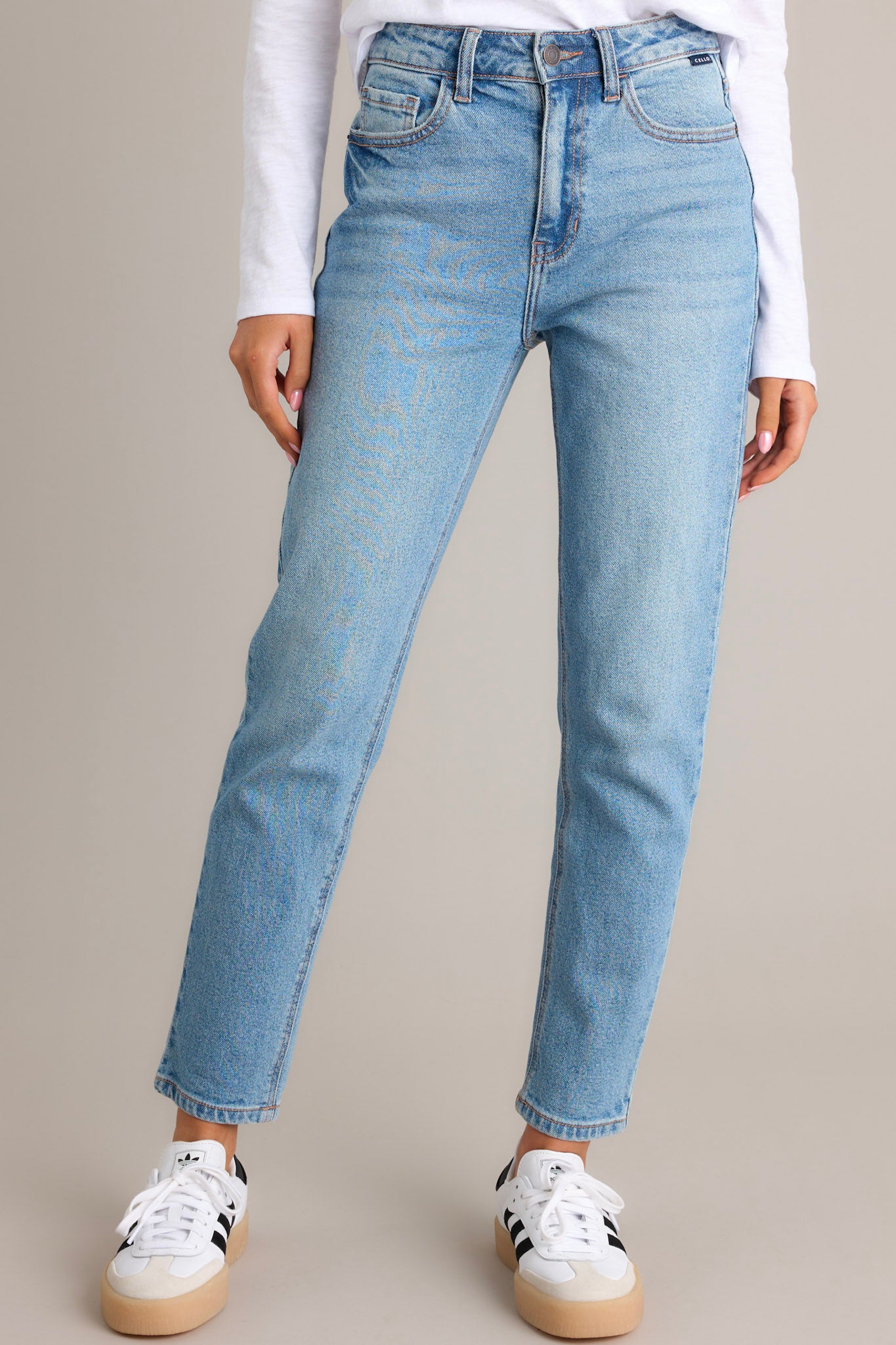 Medium Wash Straight Fit Jeans - All Denim | Red Dress