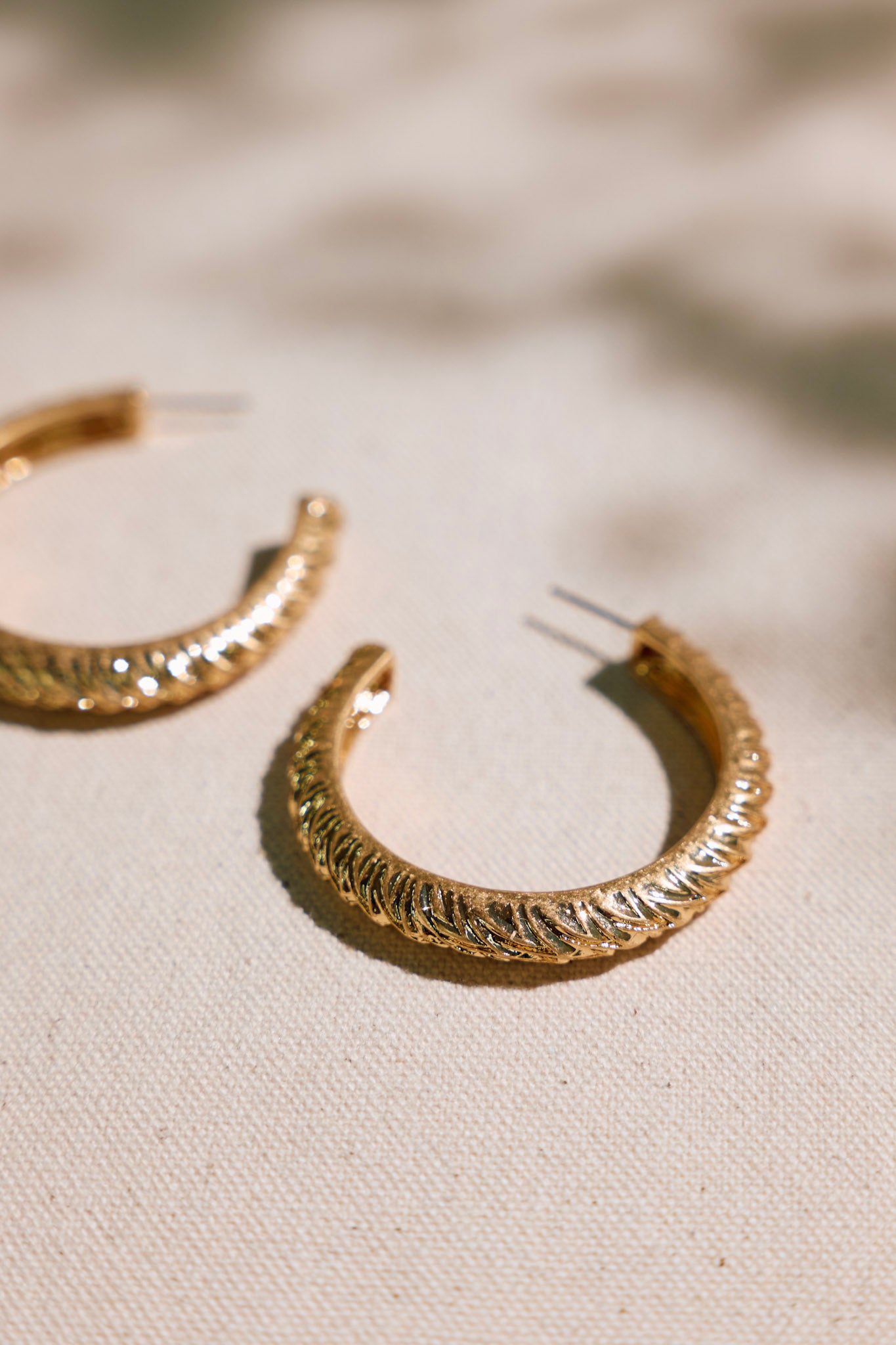 Golden Groove Gold Textured Hoop Earrings