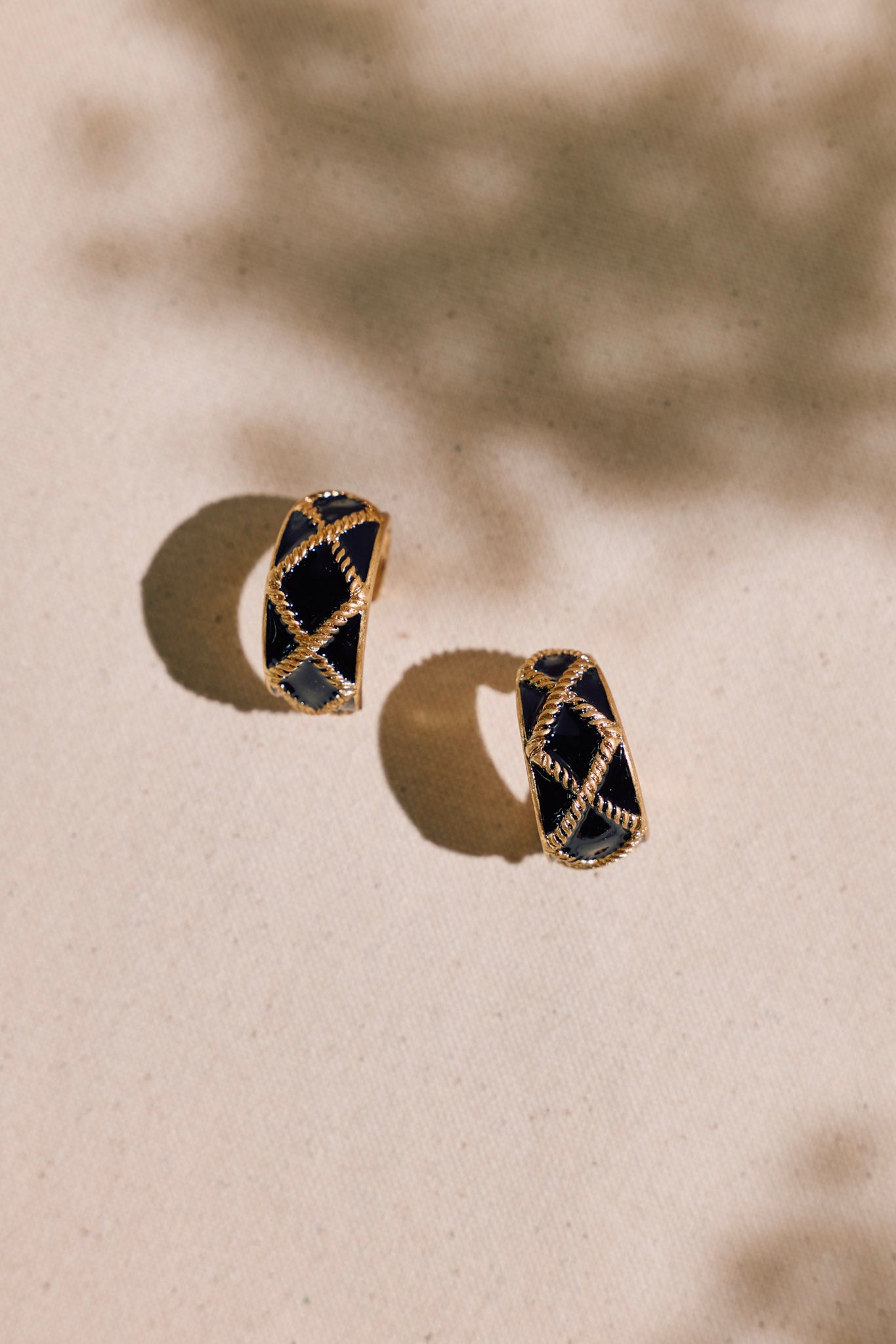 Shadow Luxe Black & Gold Hoop Earrings