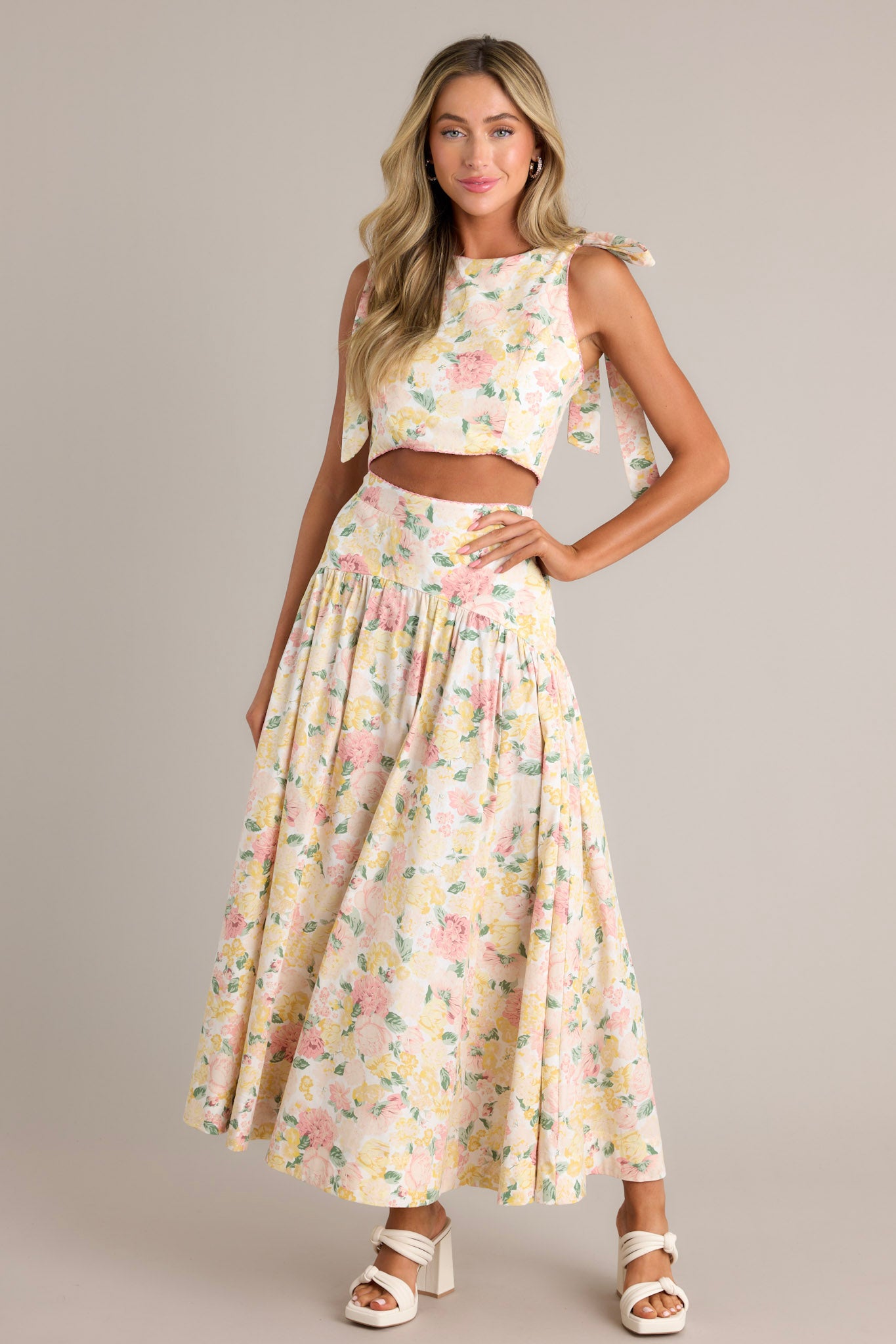 Coast ivory floral print fashion skirt dress