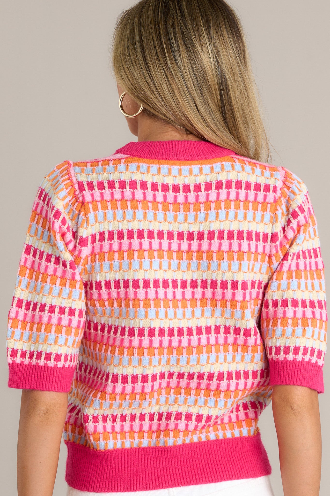 Pink Stripe Sweater Top - All Tops | Red Dress