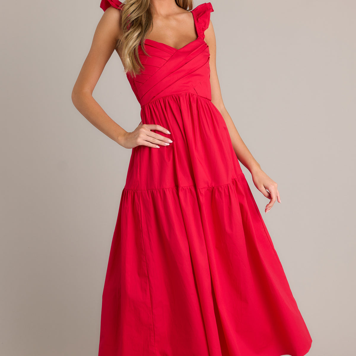 Blushing Belle Red Midi Dress