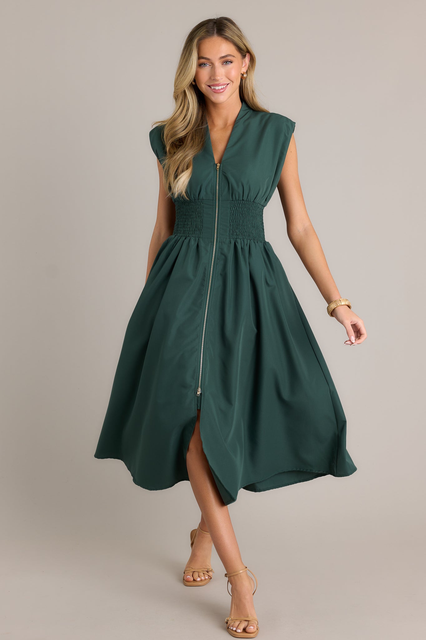 Hunter Green Midi Dress - All Dresses | Red Dress