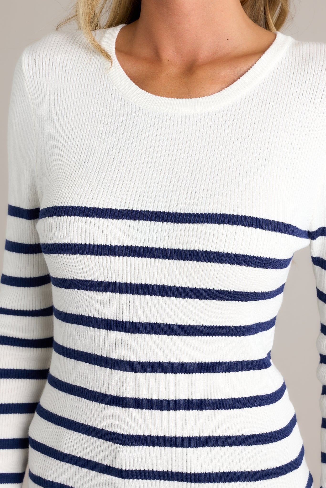 Staple Style White Stripe Long Sleeve Top