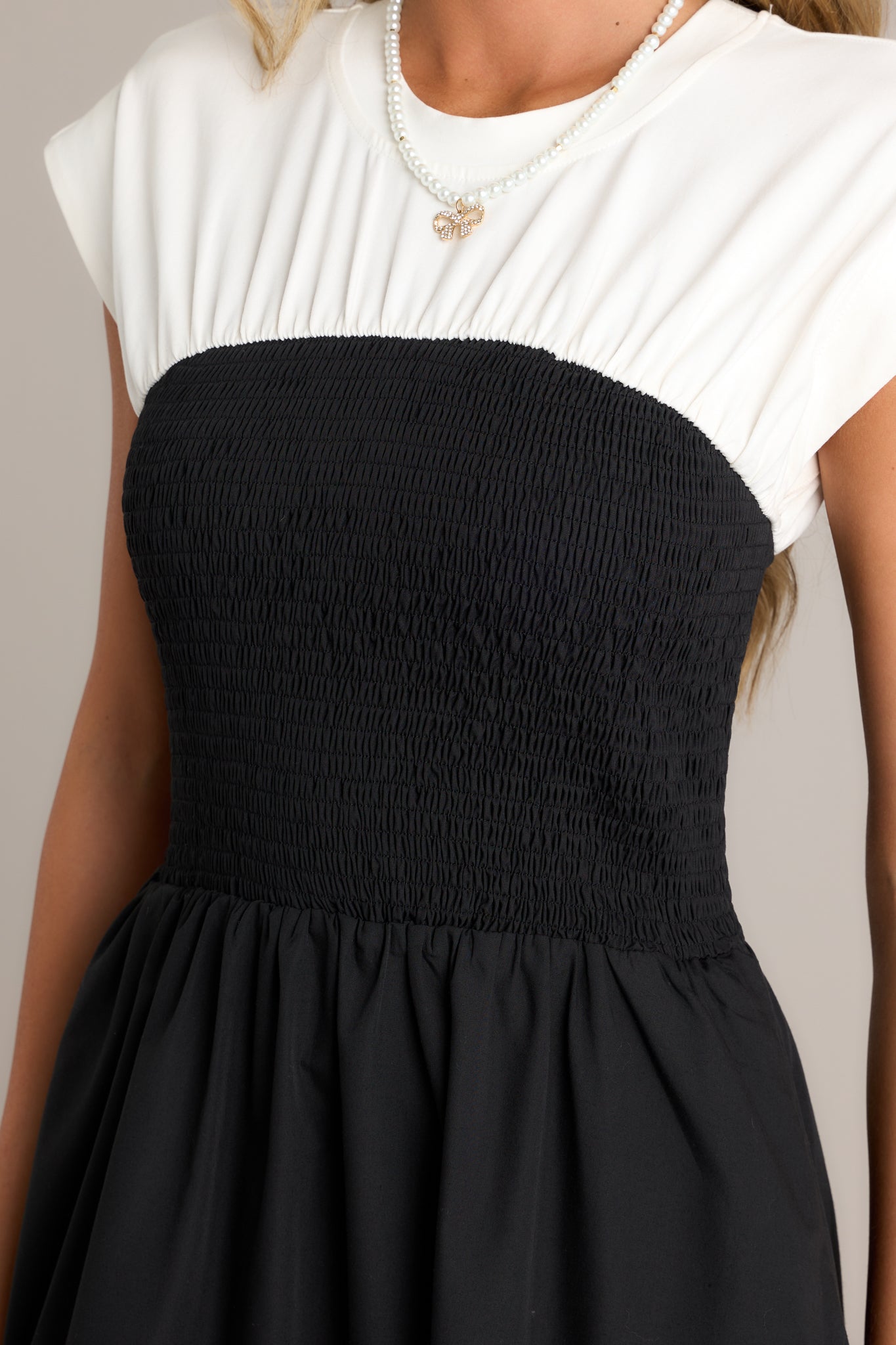 Black White Smocked Midi Dress All Dresses Red Dress