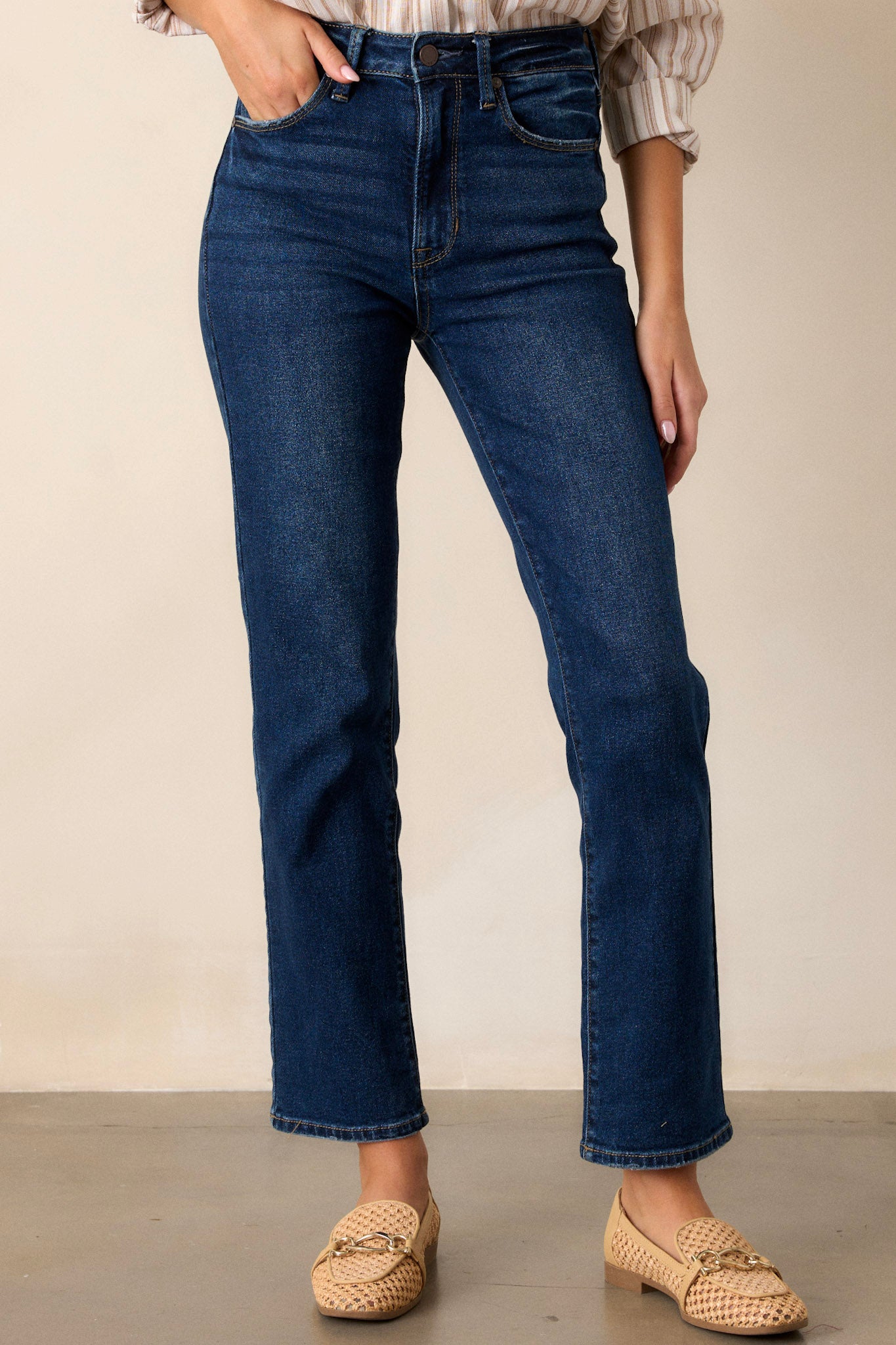 True Blue Dark Wash Straight Leg Jeans