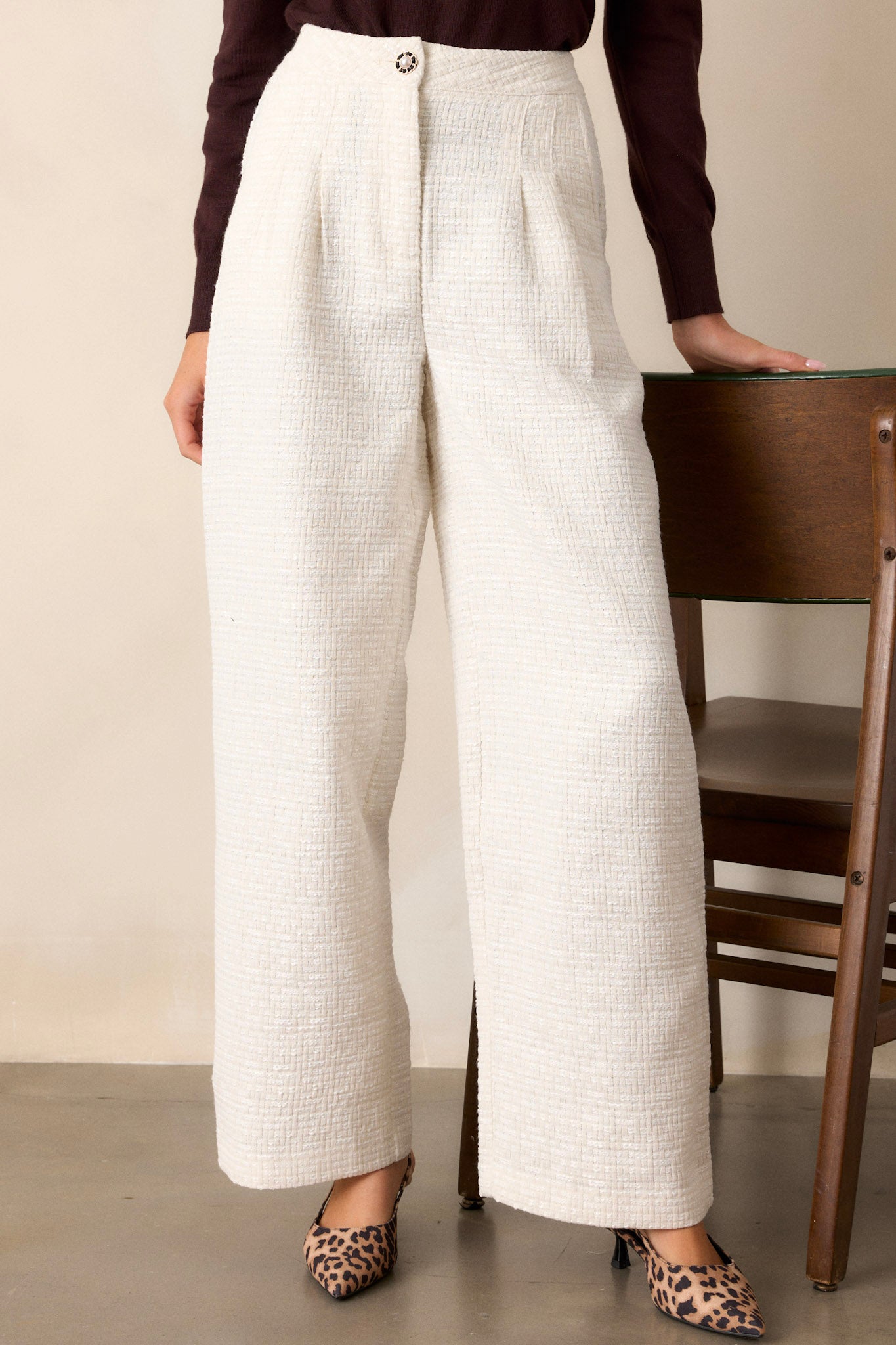 Glass Half Full Ivory Tweed Pants