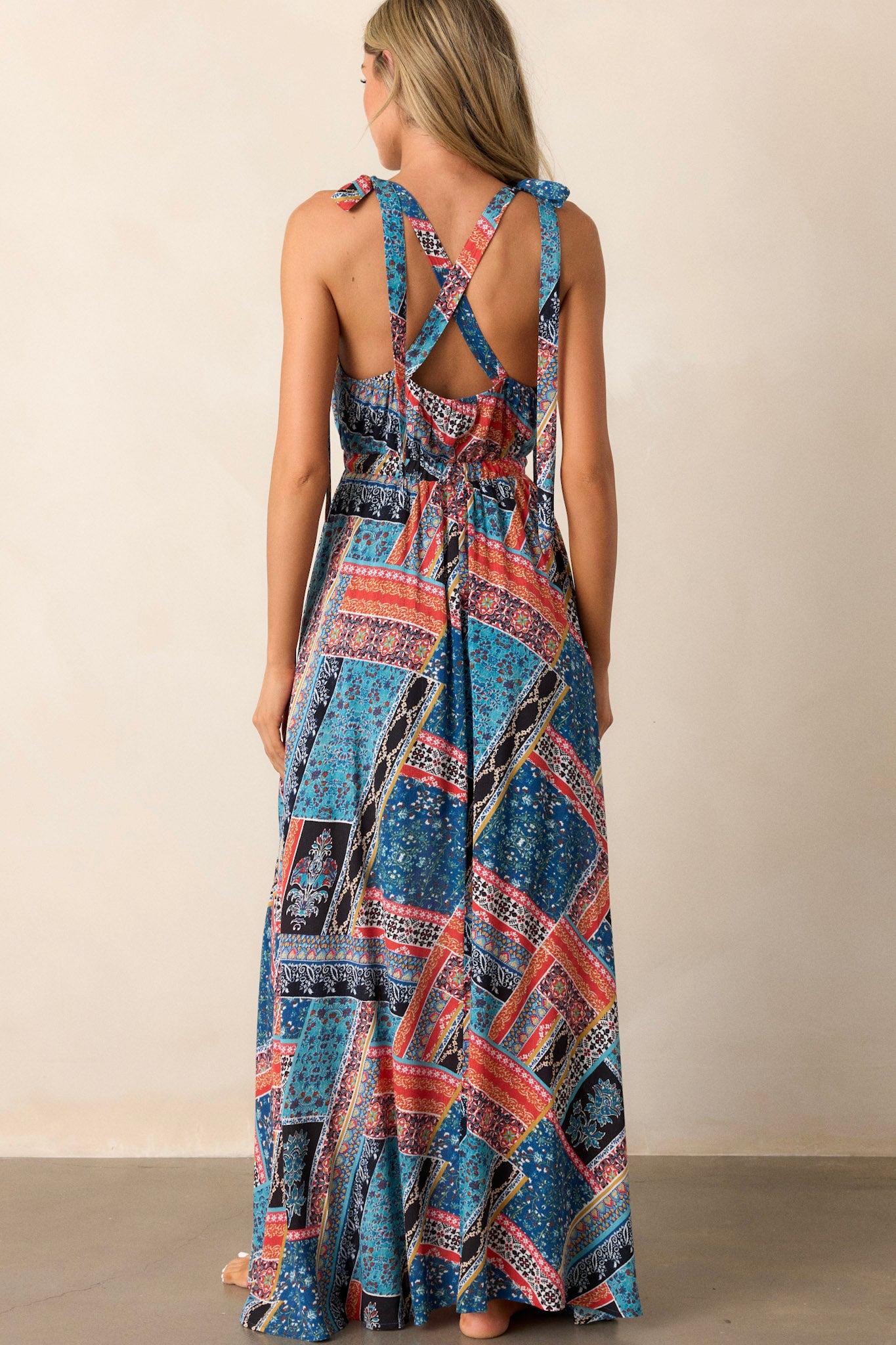 Be The Moment Navy Patchwork Maxi Dress