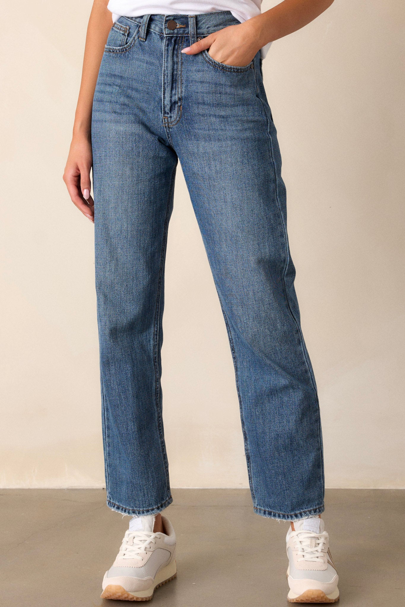 Time To Evolve Medium Wash Classic Straight Leg Jeans