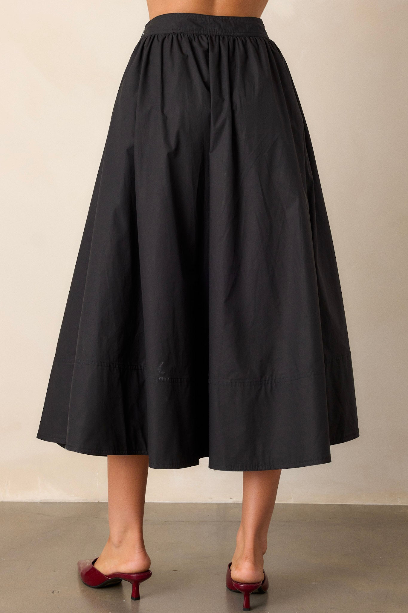 Cotton black skirt elastic waist hotsell