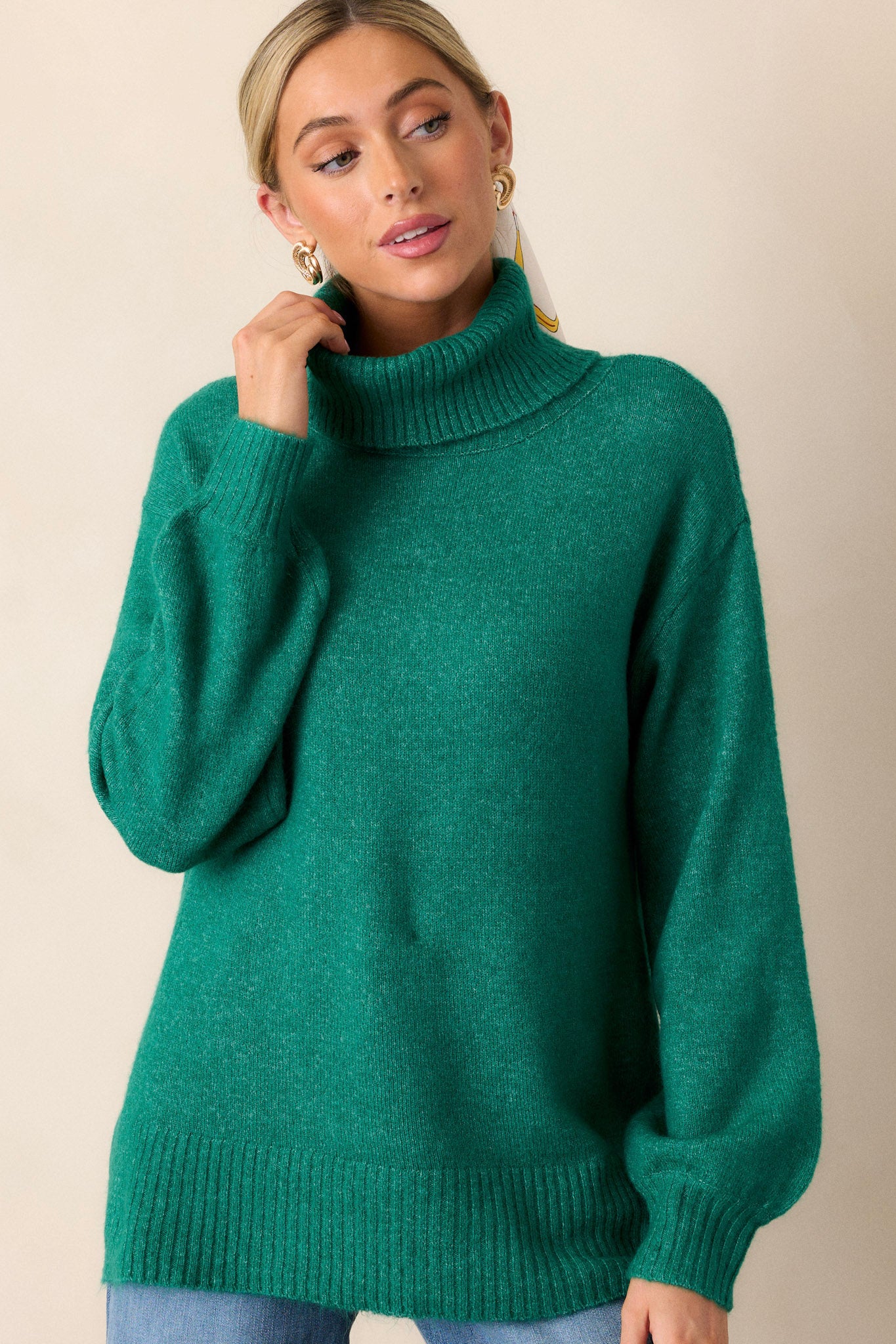 Livin' Life Bright Emerald Green Turtleneck Sweater