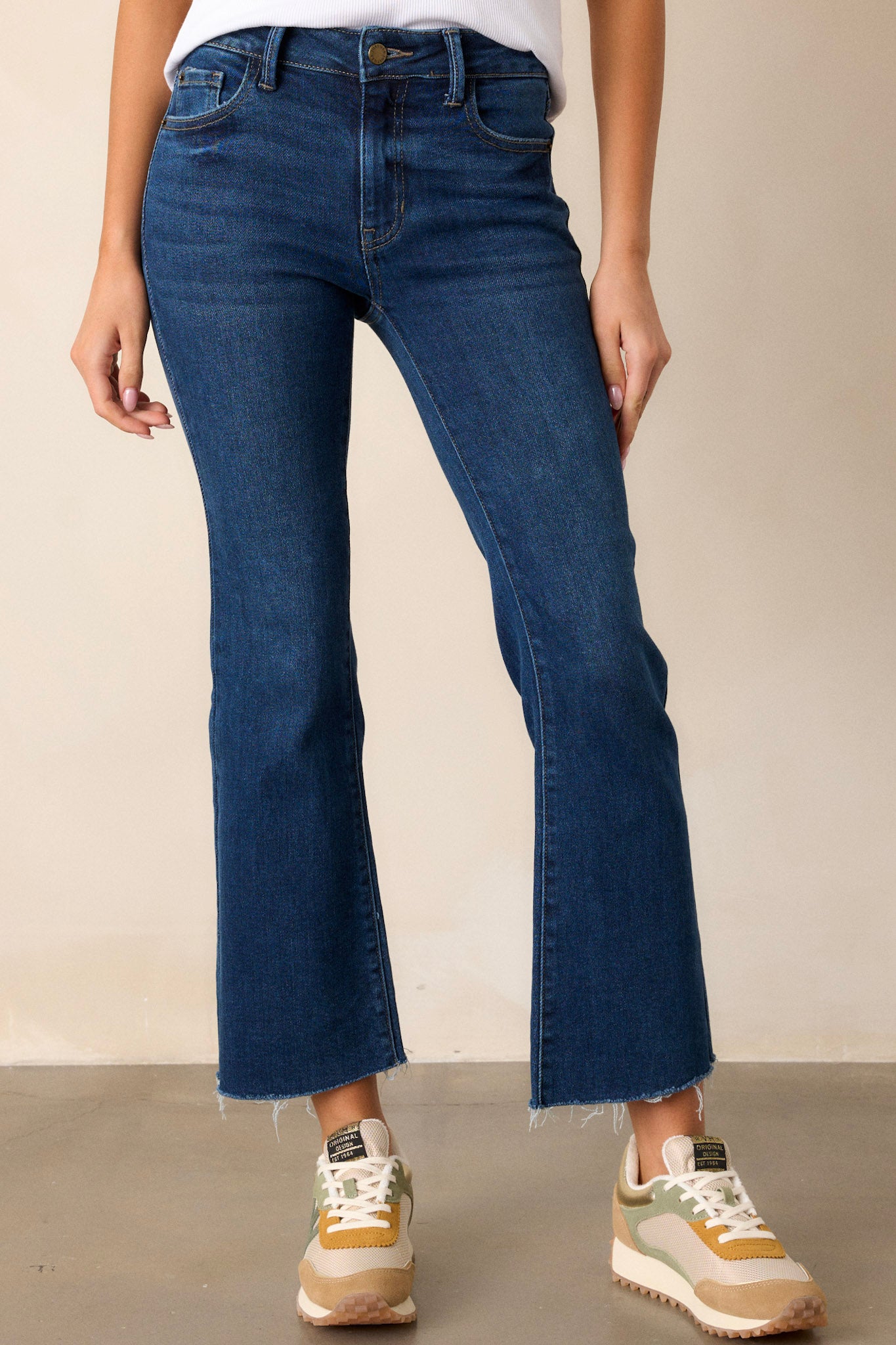Dark Wash Cropped Flare Jeans All Bottoms Red Dress