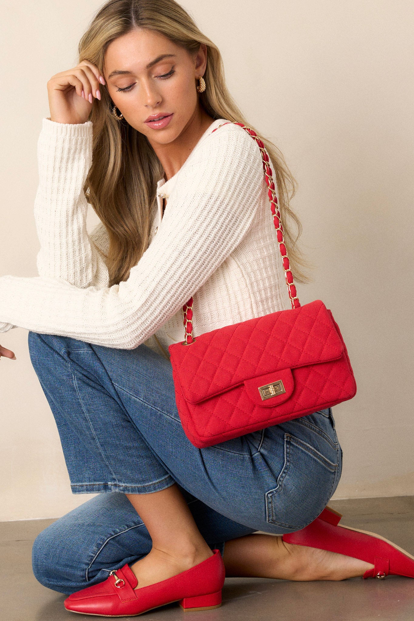 Move On Red Quilted Handbag