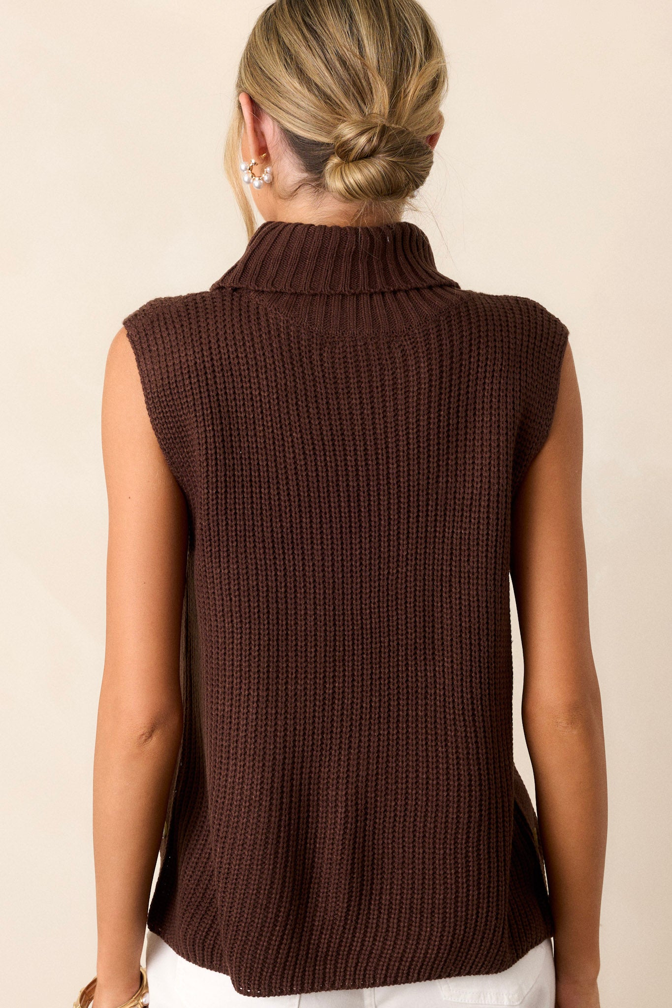 Mixed Emotions Brown Turtleneck Sweater Vest