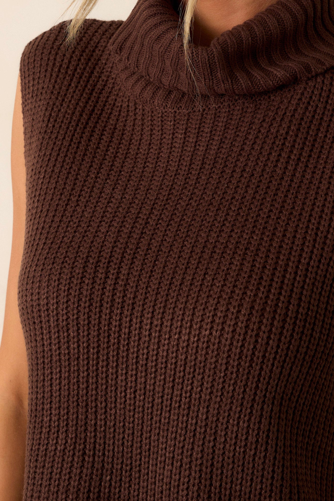 Mixed Emotions Brown Turtleneck Sweater Vest