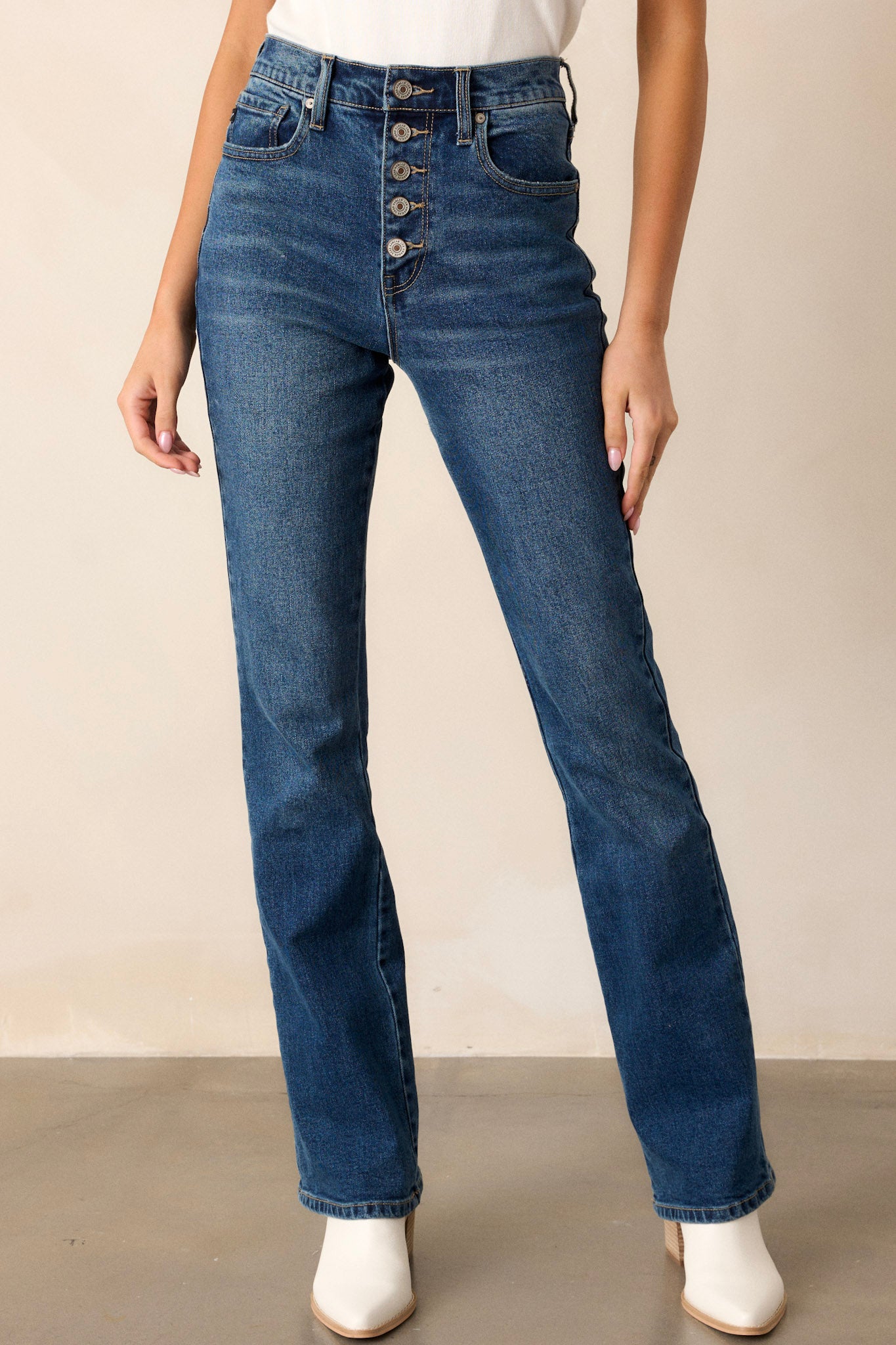 Basic Dark Wash Straight Leg Jeans All Denim Red Dress