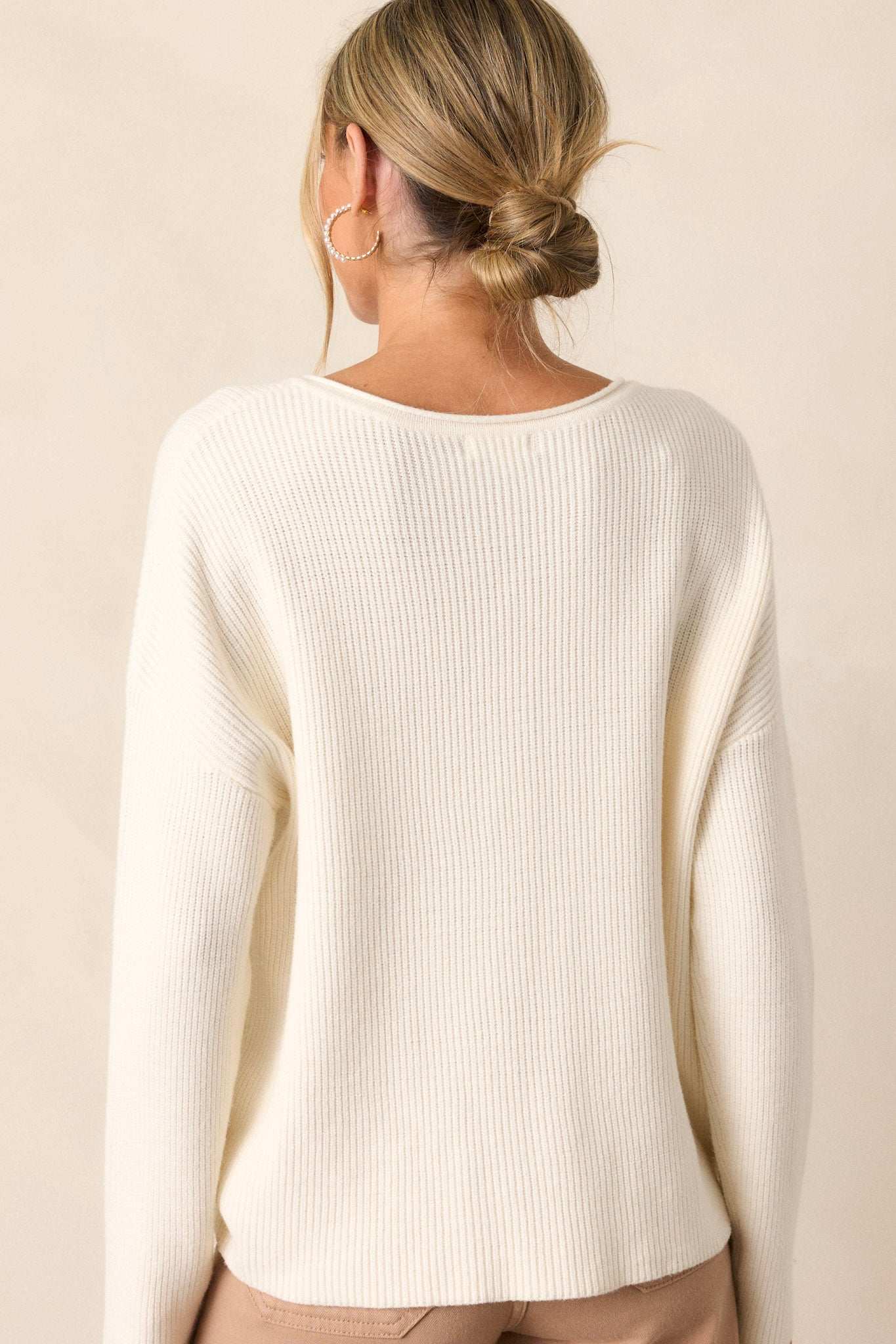 Ivory ribbed sweater hotsell