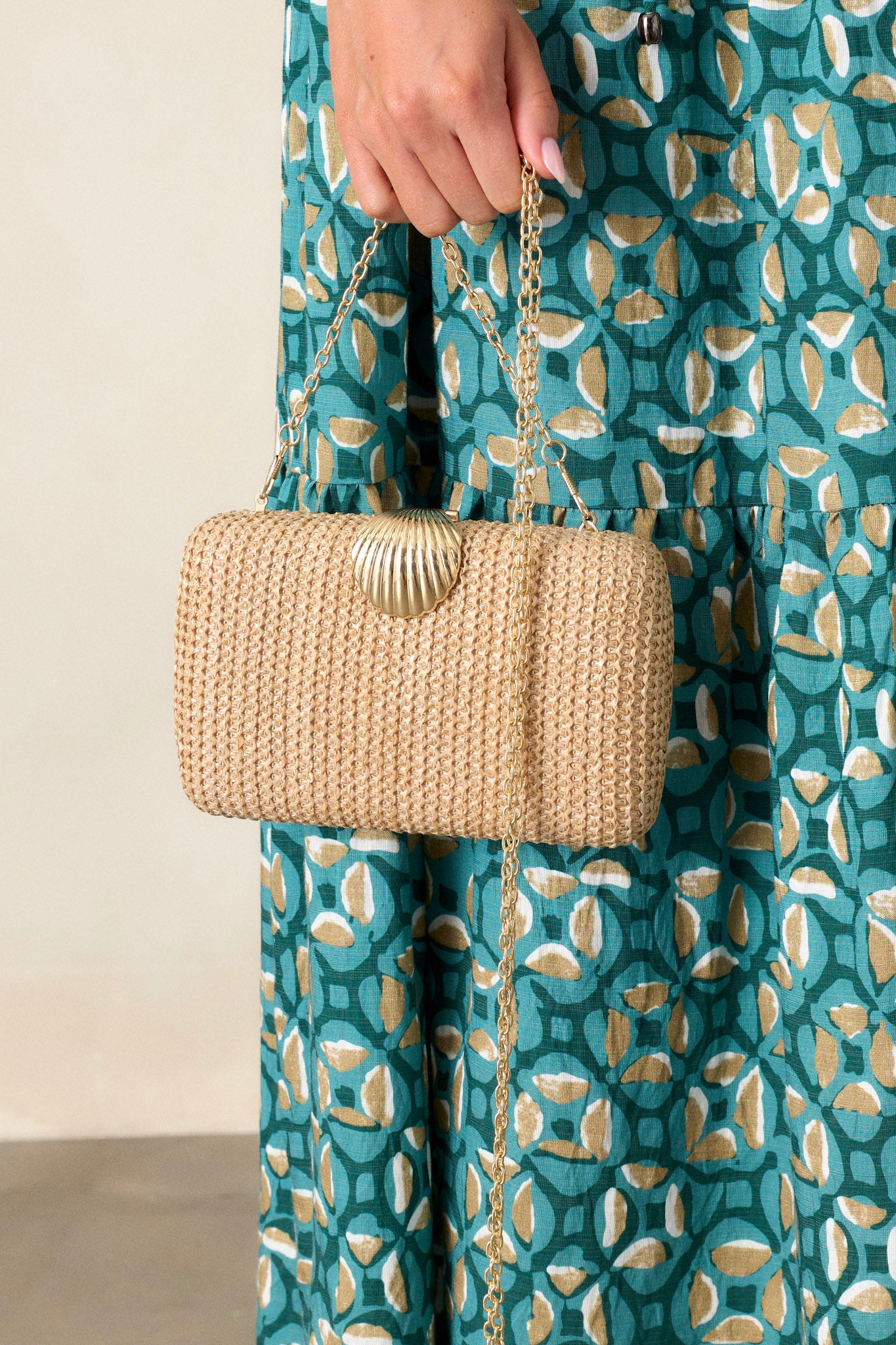 Lost In Time Natural Beige Woven Clutch