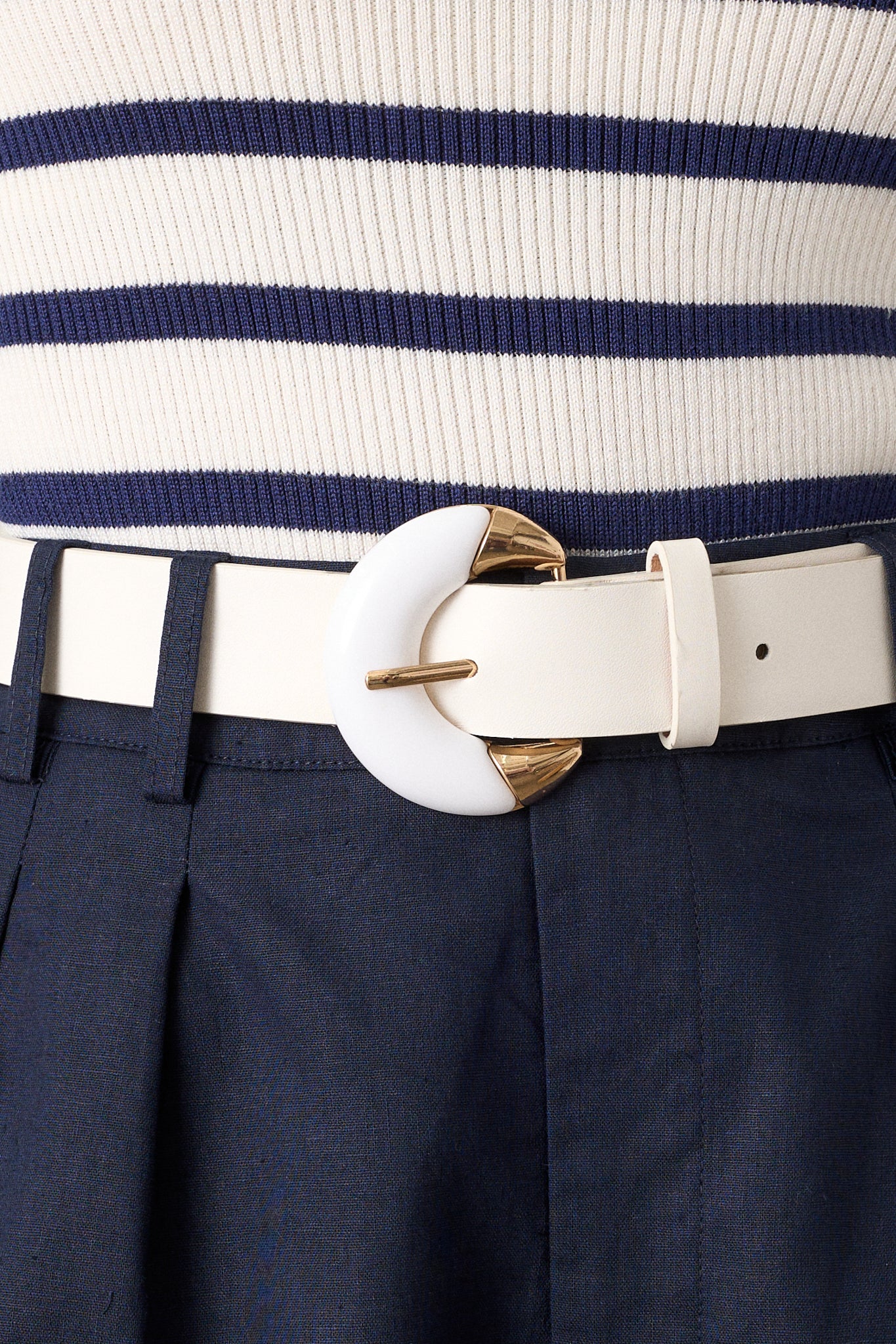 All The Days White Faux Leather Belt