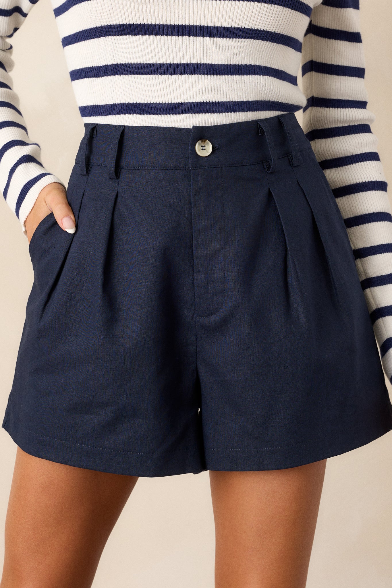 Echoes Of Dreams Navy Pleated Shorts