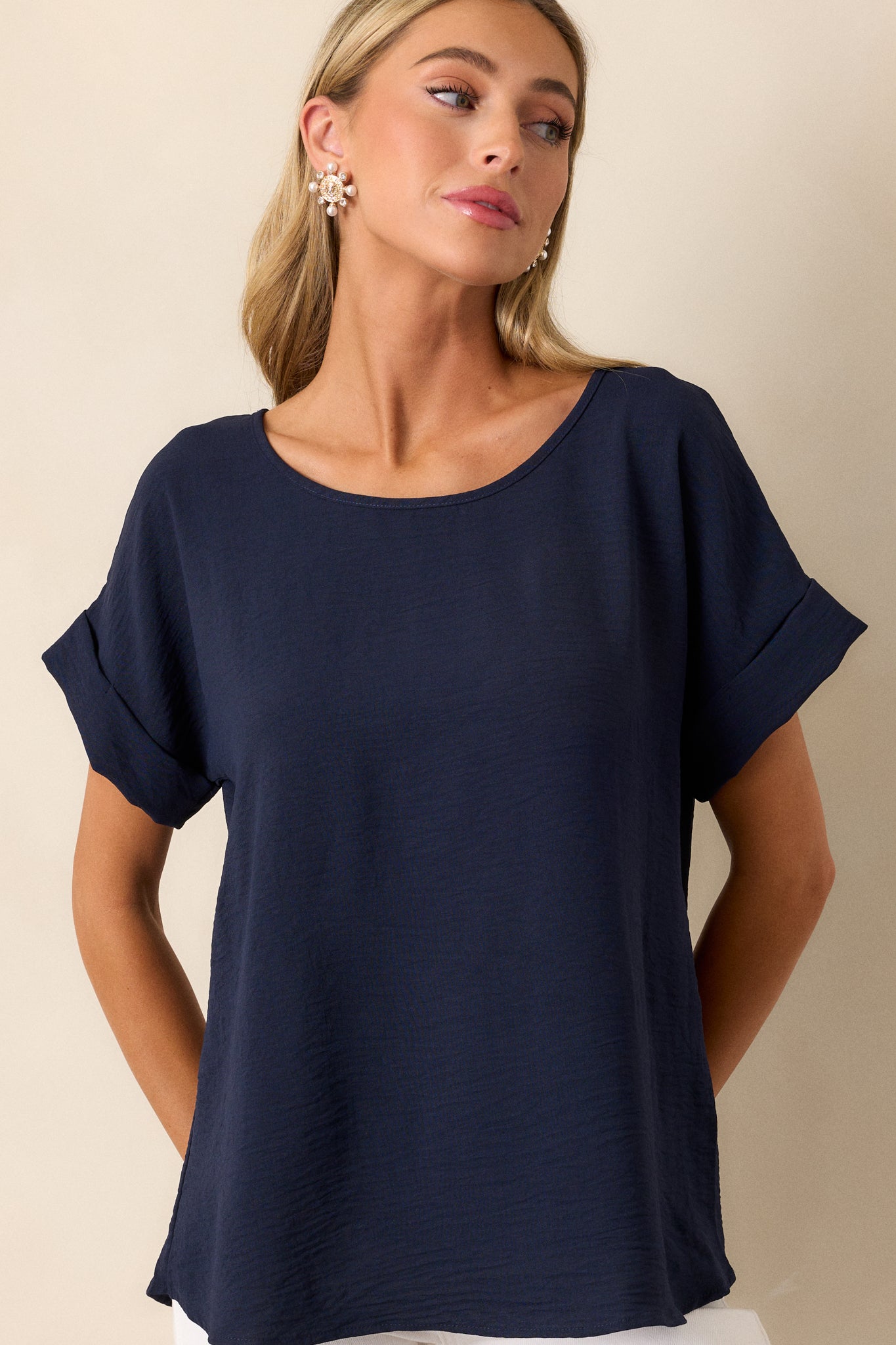 Elevated Classic Navy Short Sleeve Top