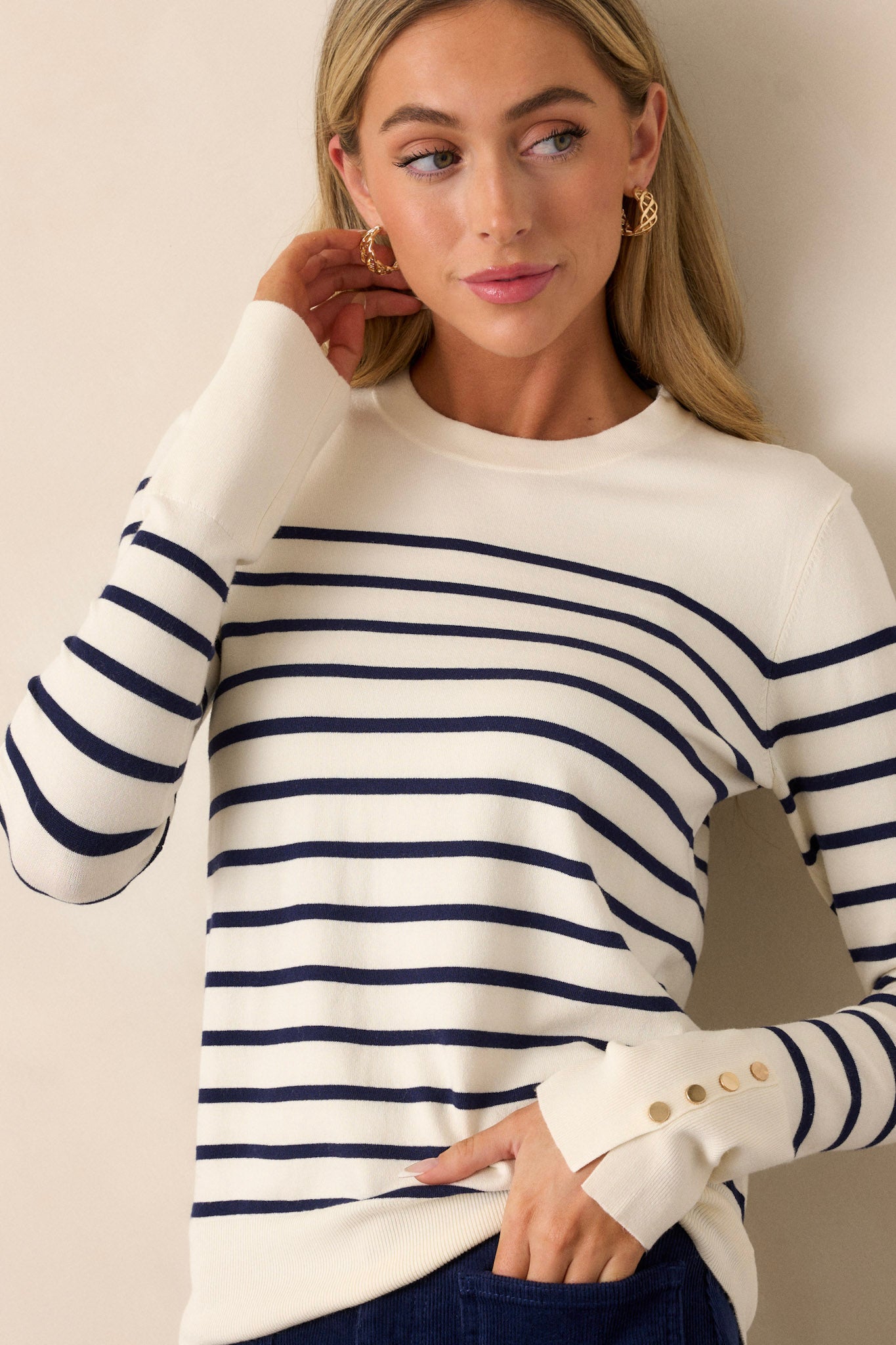 Scarlet Mist Navy Stripe Long Sleeve Top