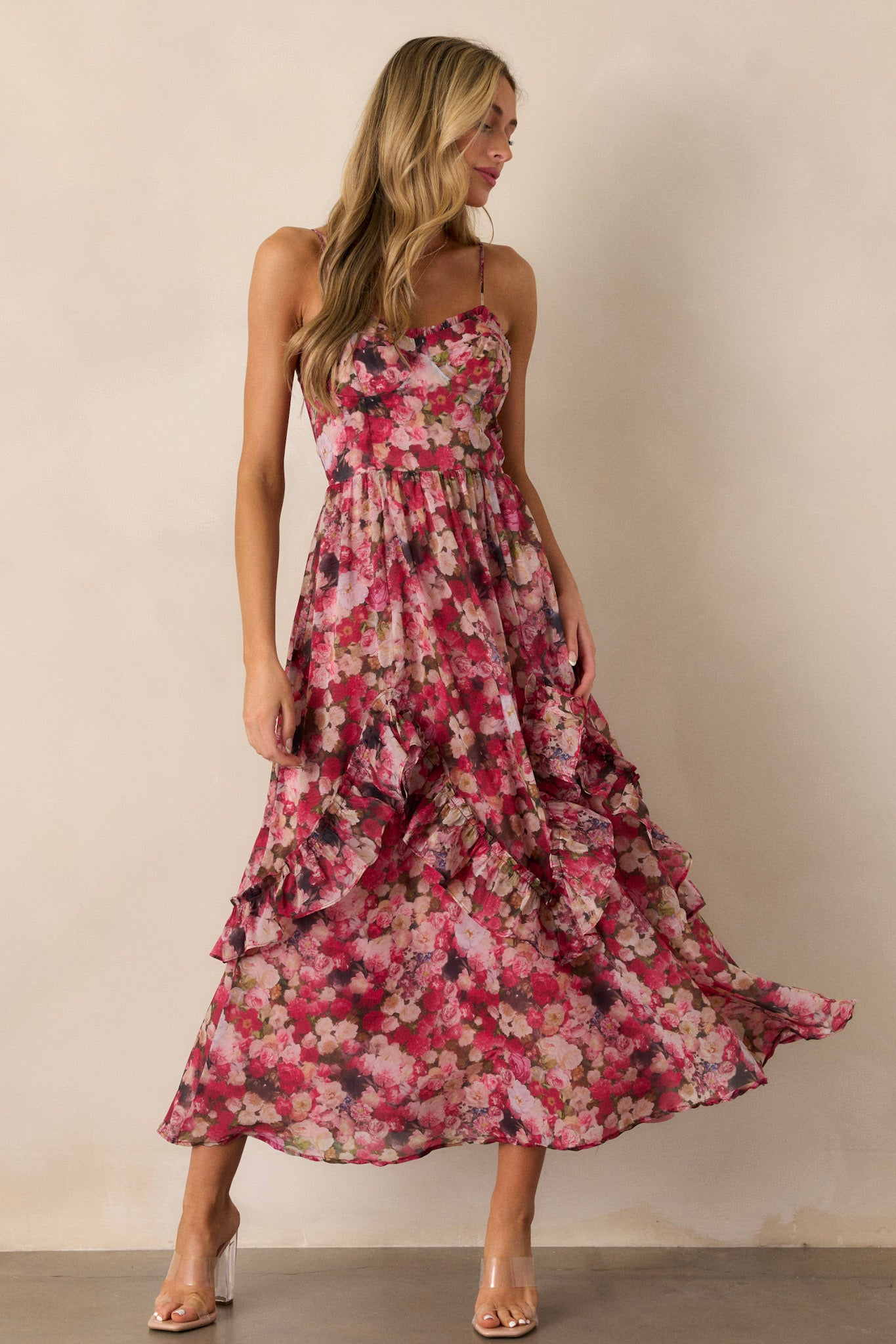 $450 Iro 36 Yonelia Floral store Ruffle MIDI Dress