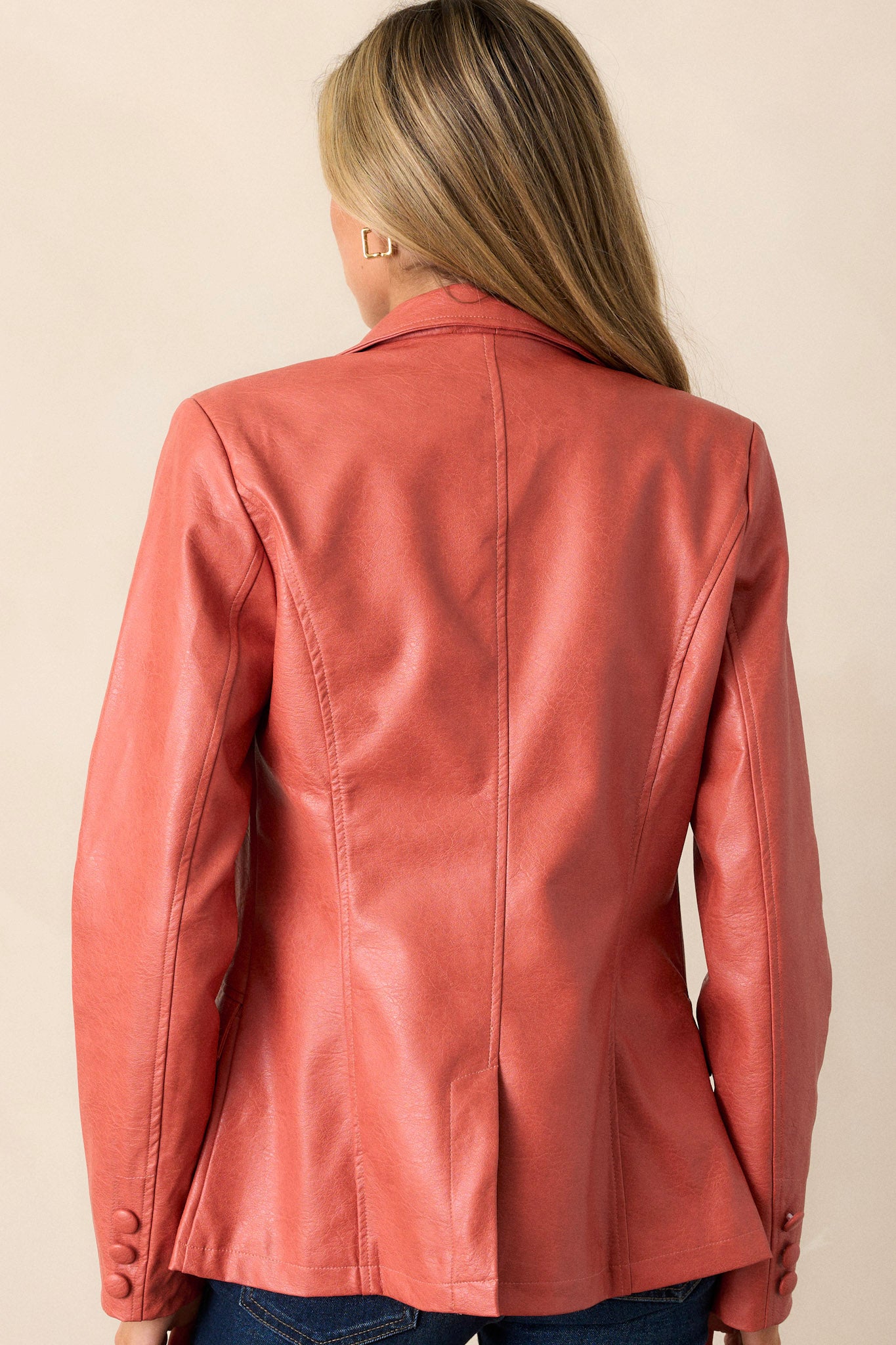 Faded Memories Red Orange Faux Leather Jacket