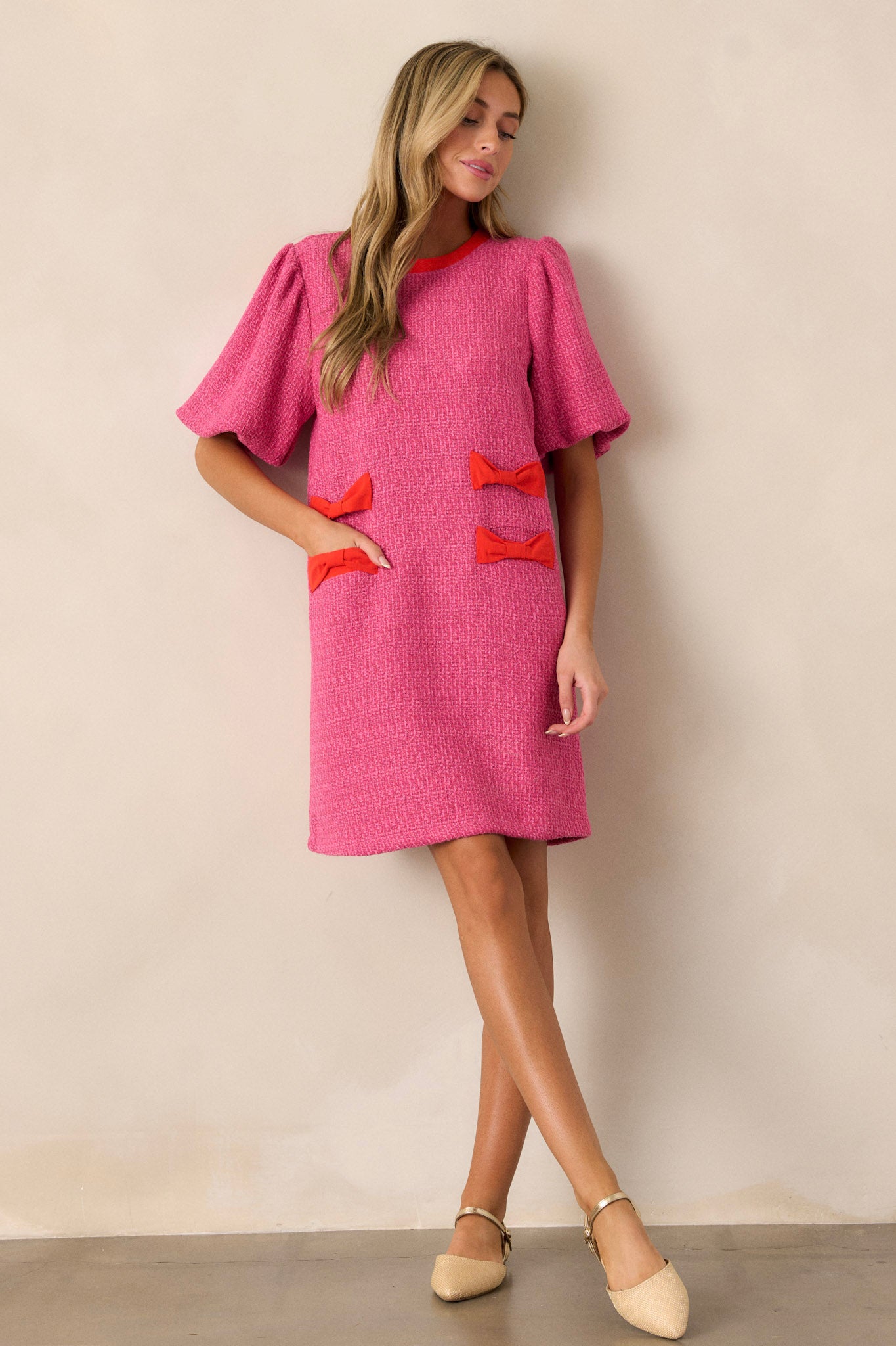 Angel Eyes Pink Tweed Mini Dress