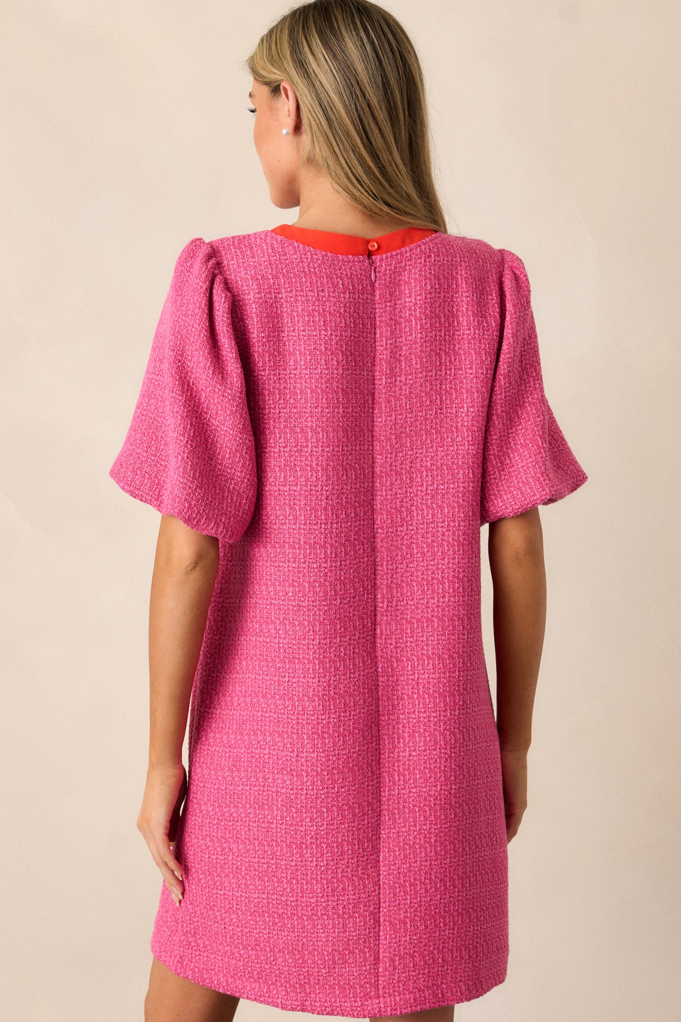 Angel Eyes Pink Tweed Mini Dress